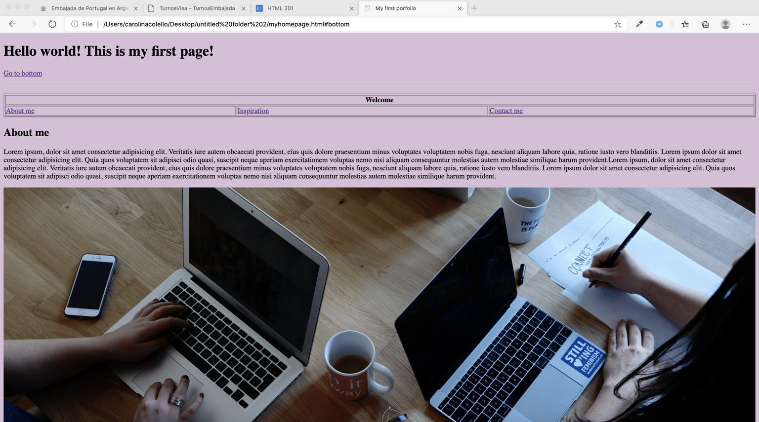 HTML 201: Intermediate HTML web development - image 1 - student project