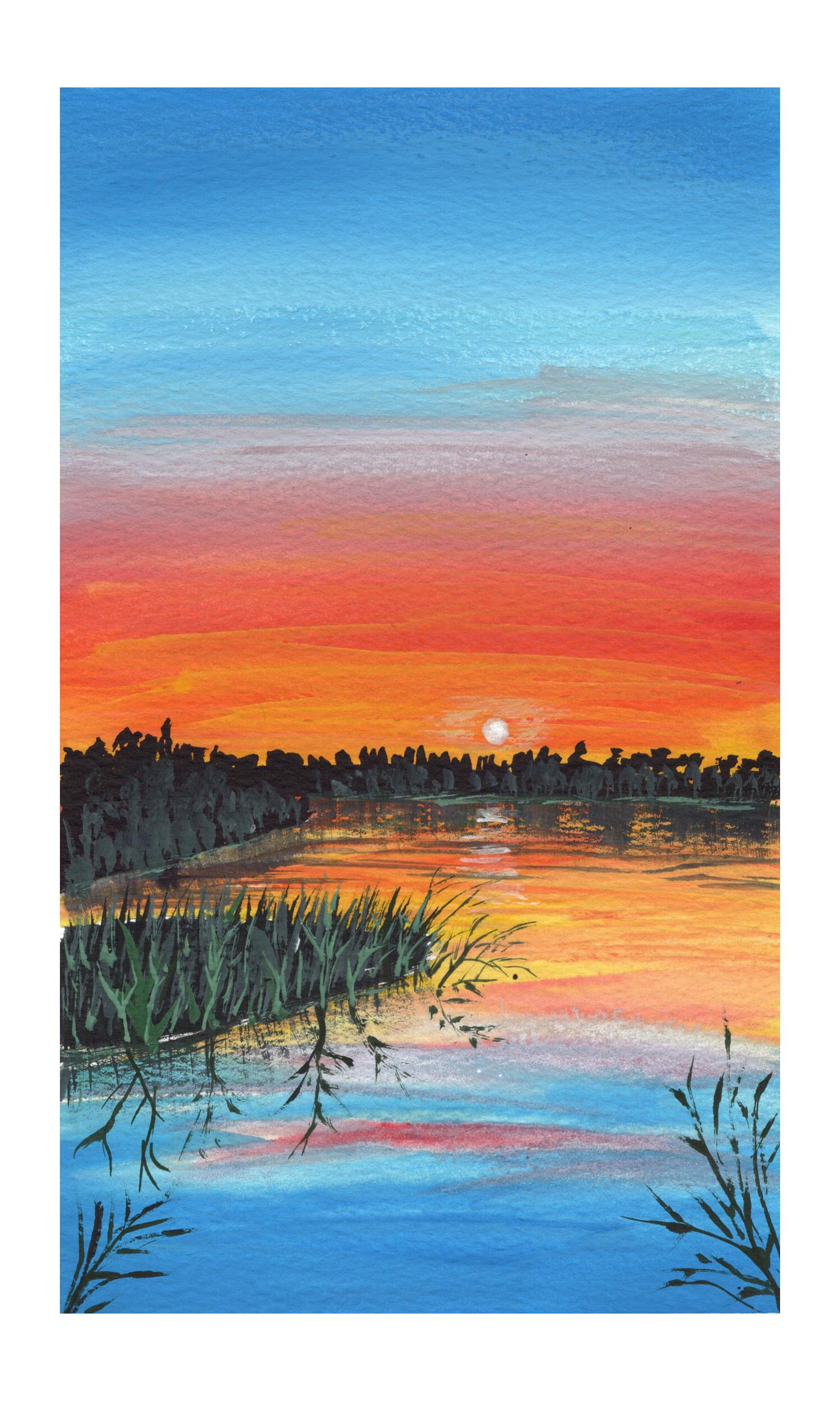 gouache sunset practice - image 8 - student project