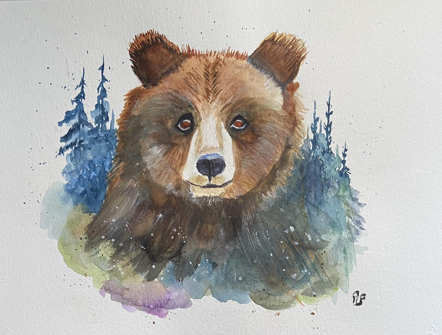 Painting a brown bear in watercolour - image 1 - student project