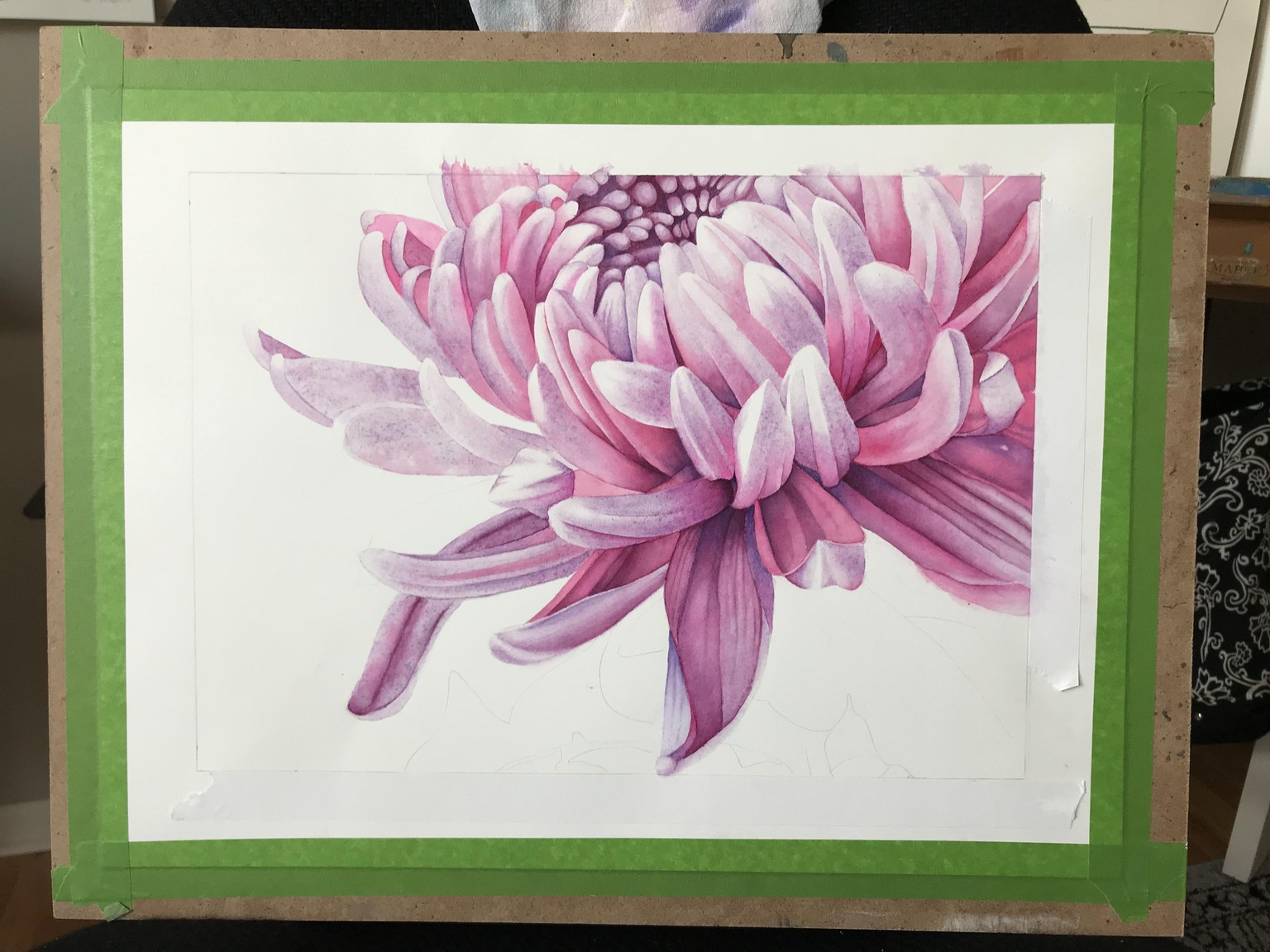Watercolor Chrysanthemum - image 2 - student project