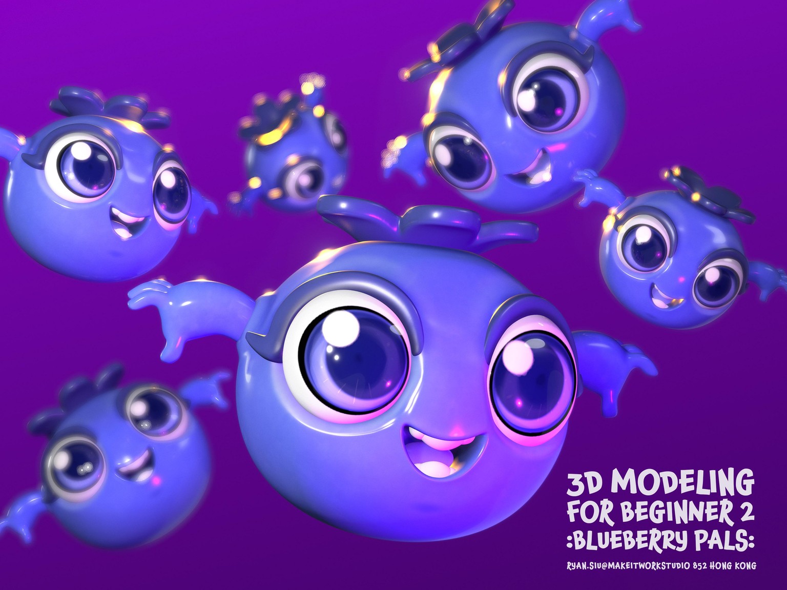 3D Modeling for Beginners 2 : Blueberry Pals - image 2 - student project