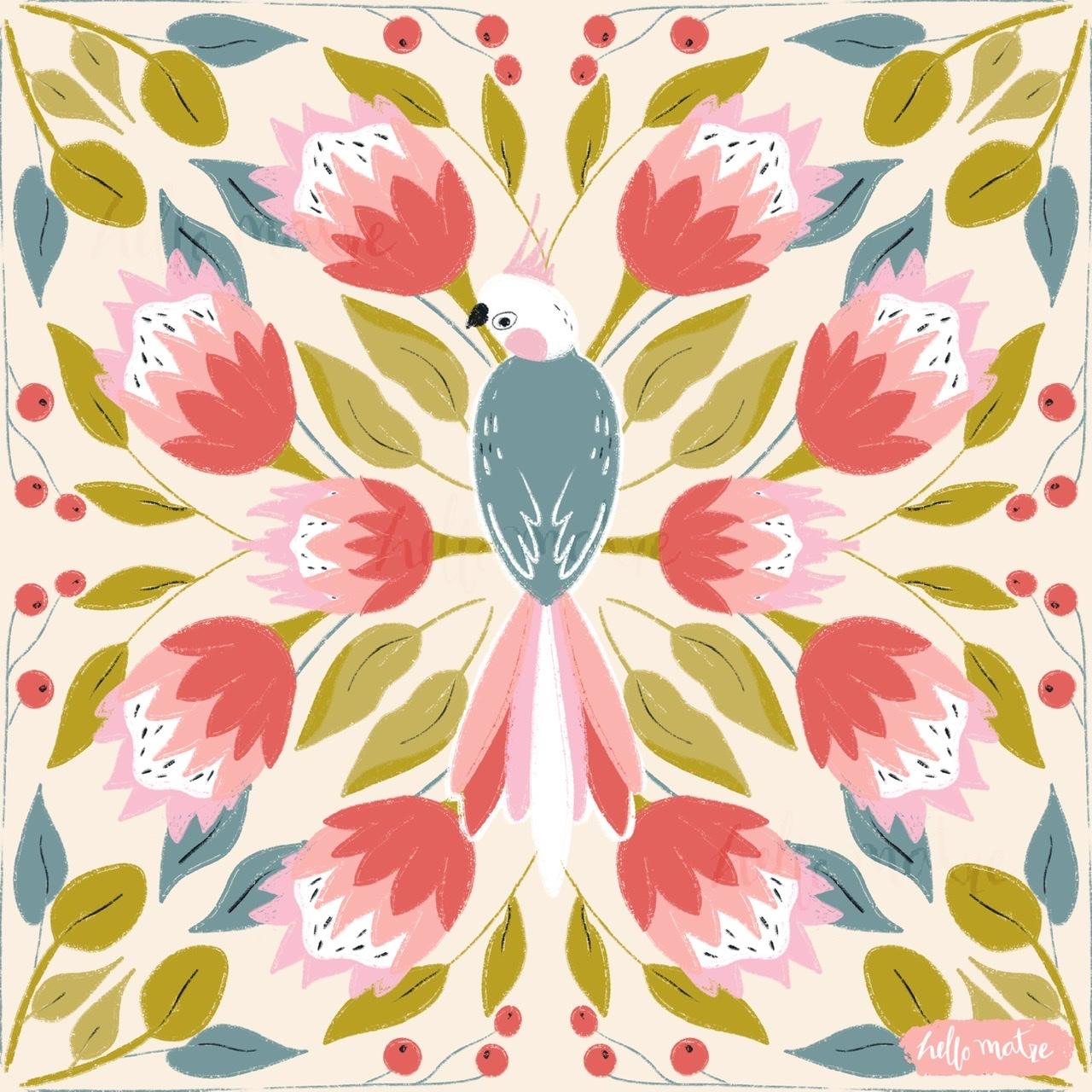 Cockatiel and protea symmetry - image 1 - student project