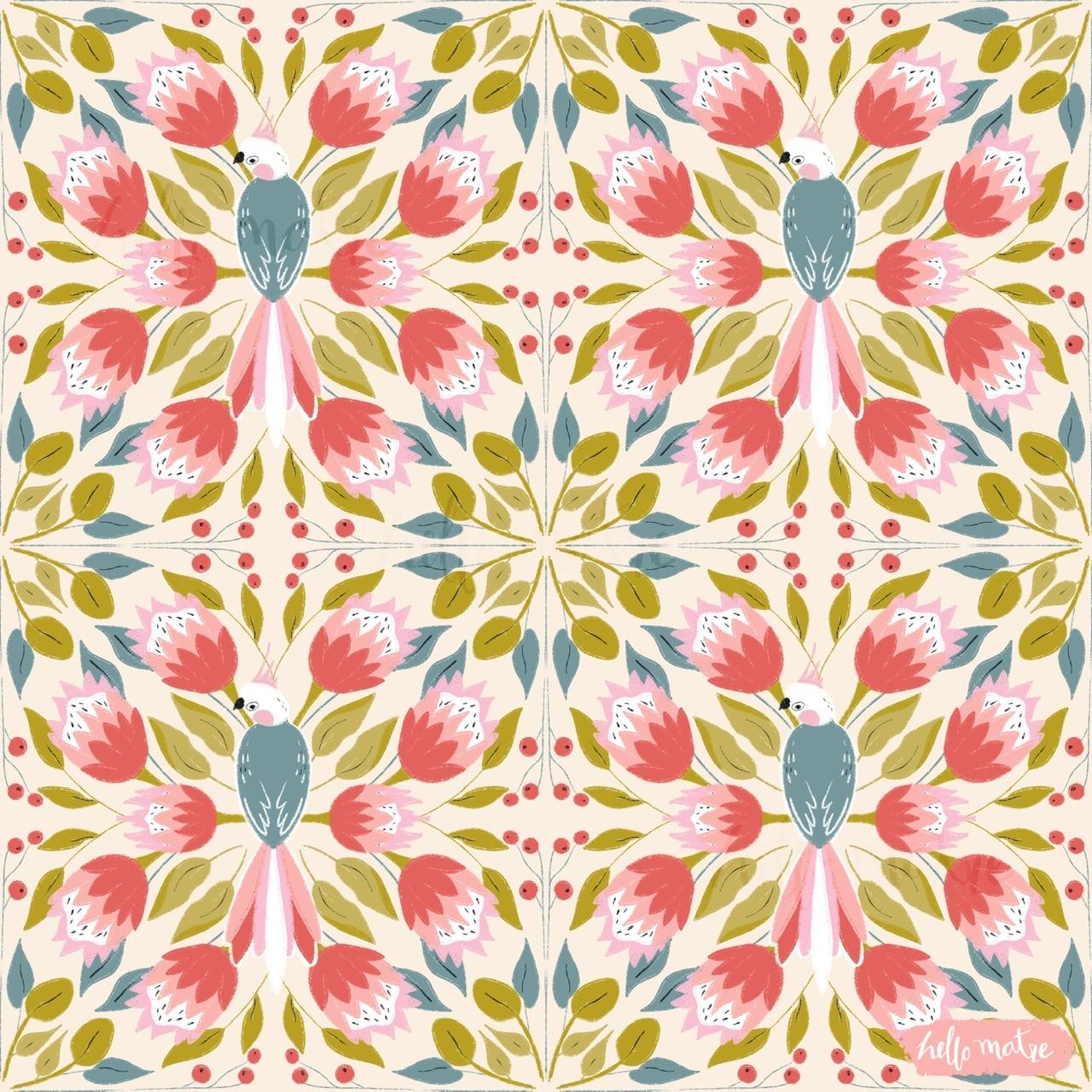 Cockatiel and protea symmetry - image 2 - student project