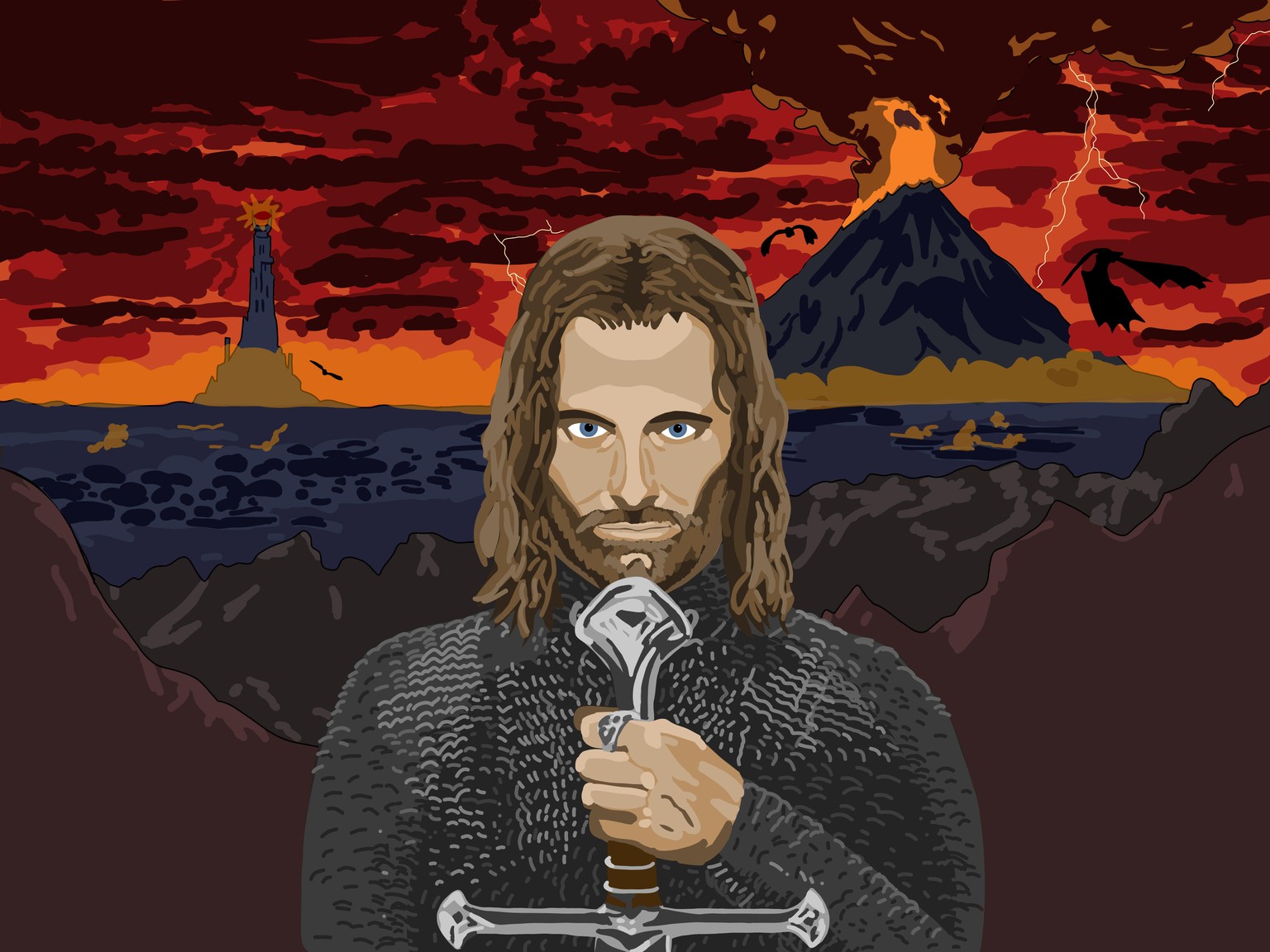 Advanced Vector Techniques: Aragorn in Mordor - image 1 - student project