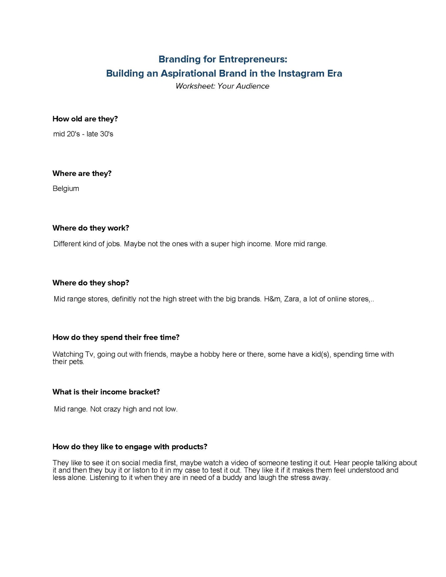 worksheet-your brand story/audience - image 2 - student project