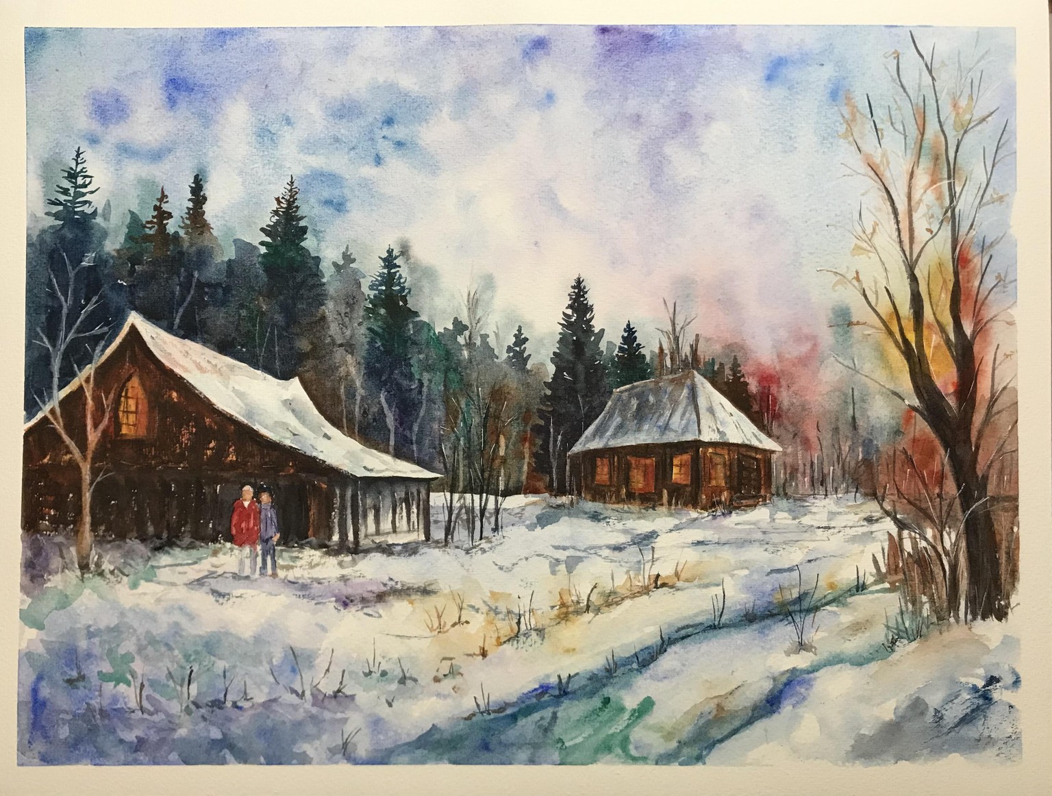 Winter watercolour scene - image 1 - student project