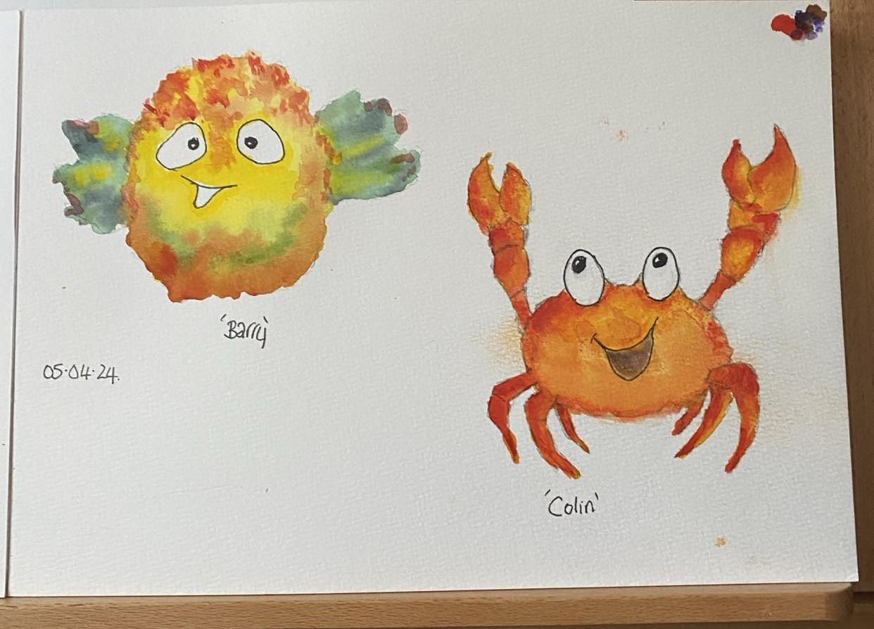 Little blowfish, crab, jellyfish, turtle, whale and snail! - image 6 - student project
