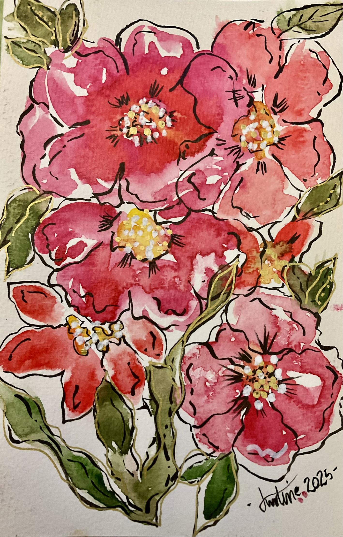 Loose watercolor florals - image 1 - student project