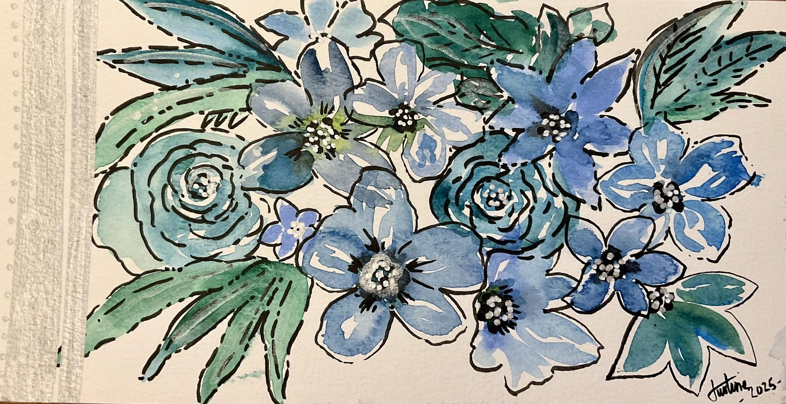 Loose watercolor florals - image 6 - student project