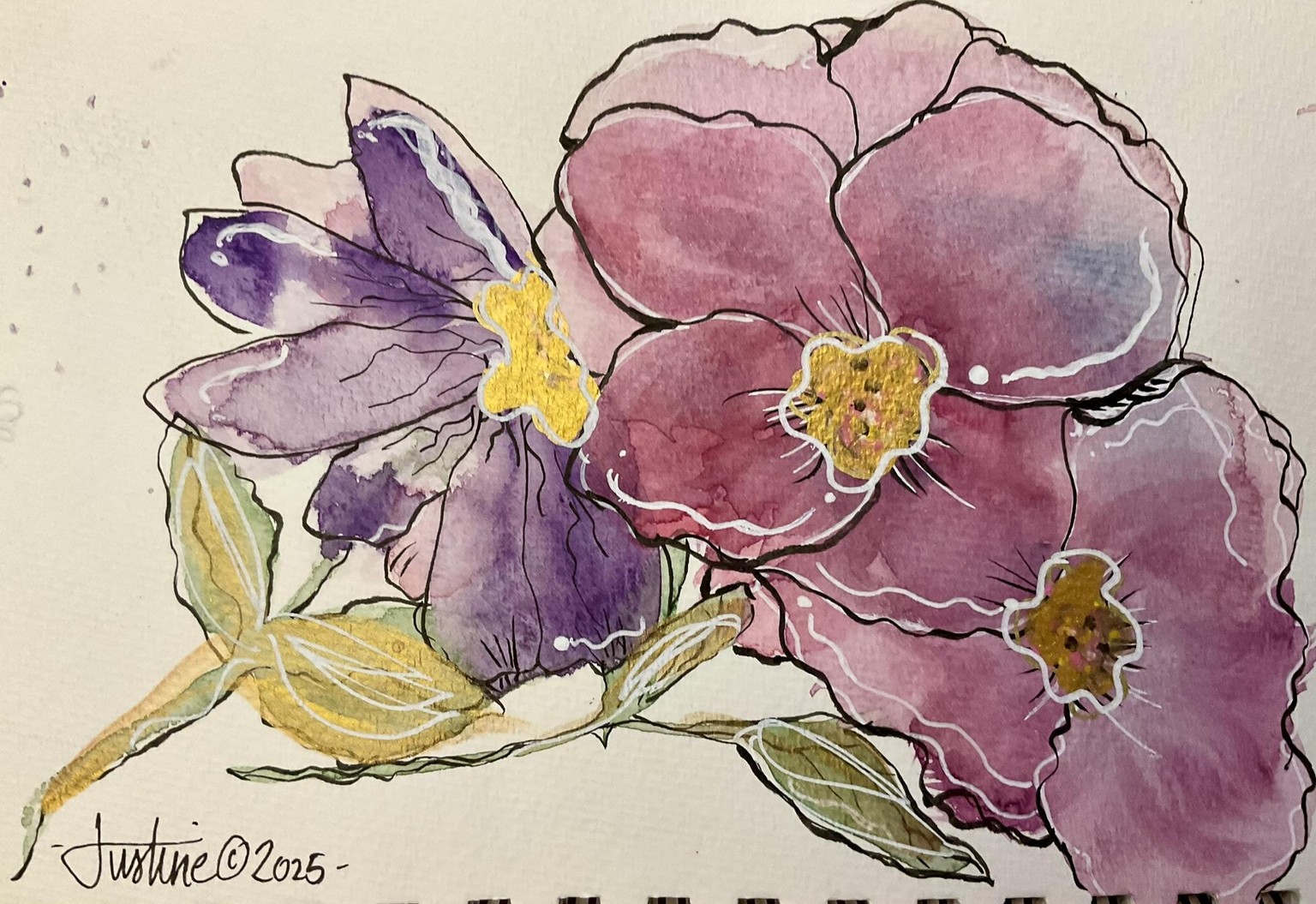 Loose watercolor florals - image 4 - student project