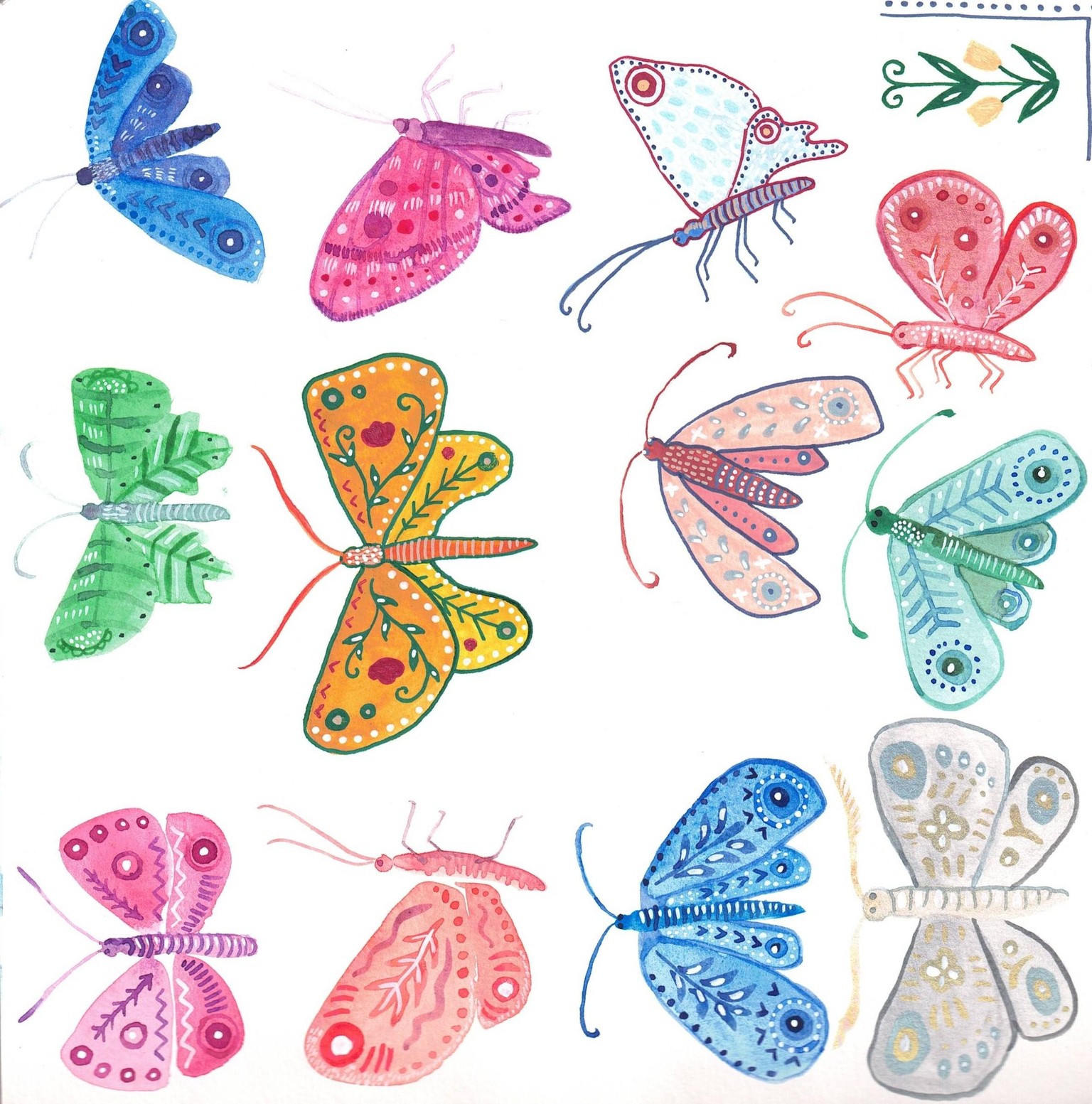 Folk art butterflies attempt - image 1 - student project