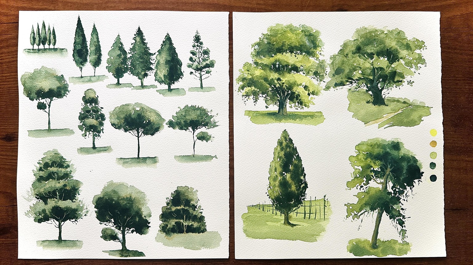 Fun watercolor tree doodles - image 1 - student project