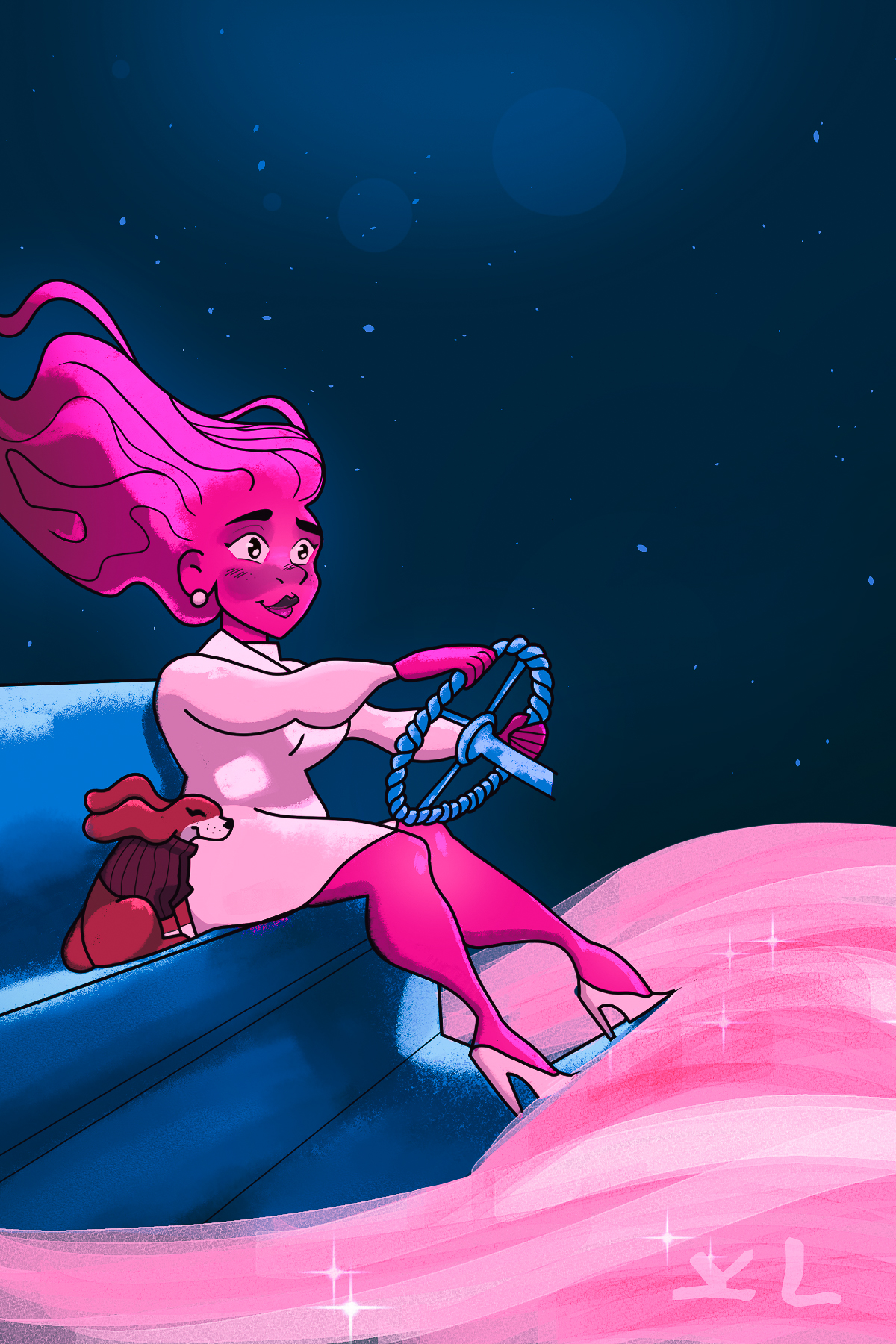 Pin Up Girl Poster - Night Drive - image 2 - student project