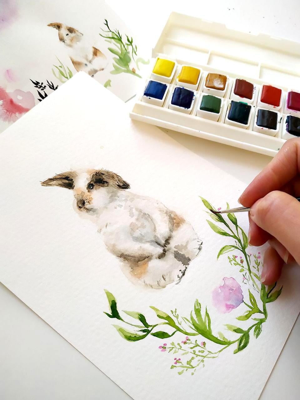 Watercolor bunnies - image 1 - student project