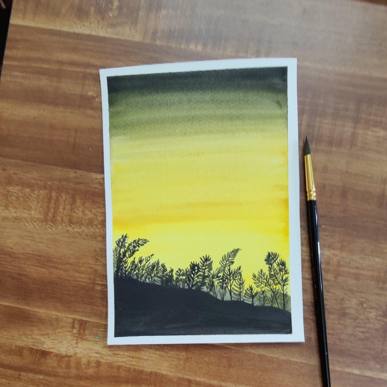Watercolor Sunsets and Silhouettes - image 1 - student project