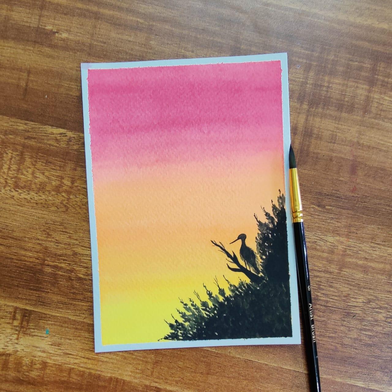 Watercolor Sunsets and Silhouettes - image 4 - student project