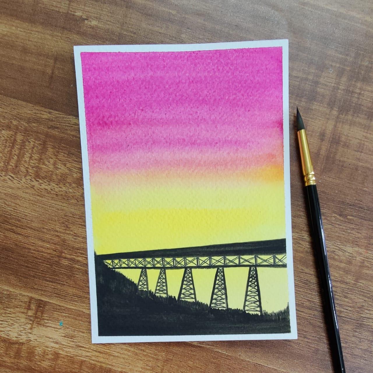 Watercolor Sunsets and Silhouettes - image 2 - student project