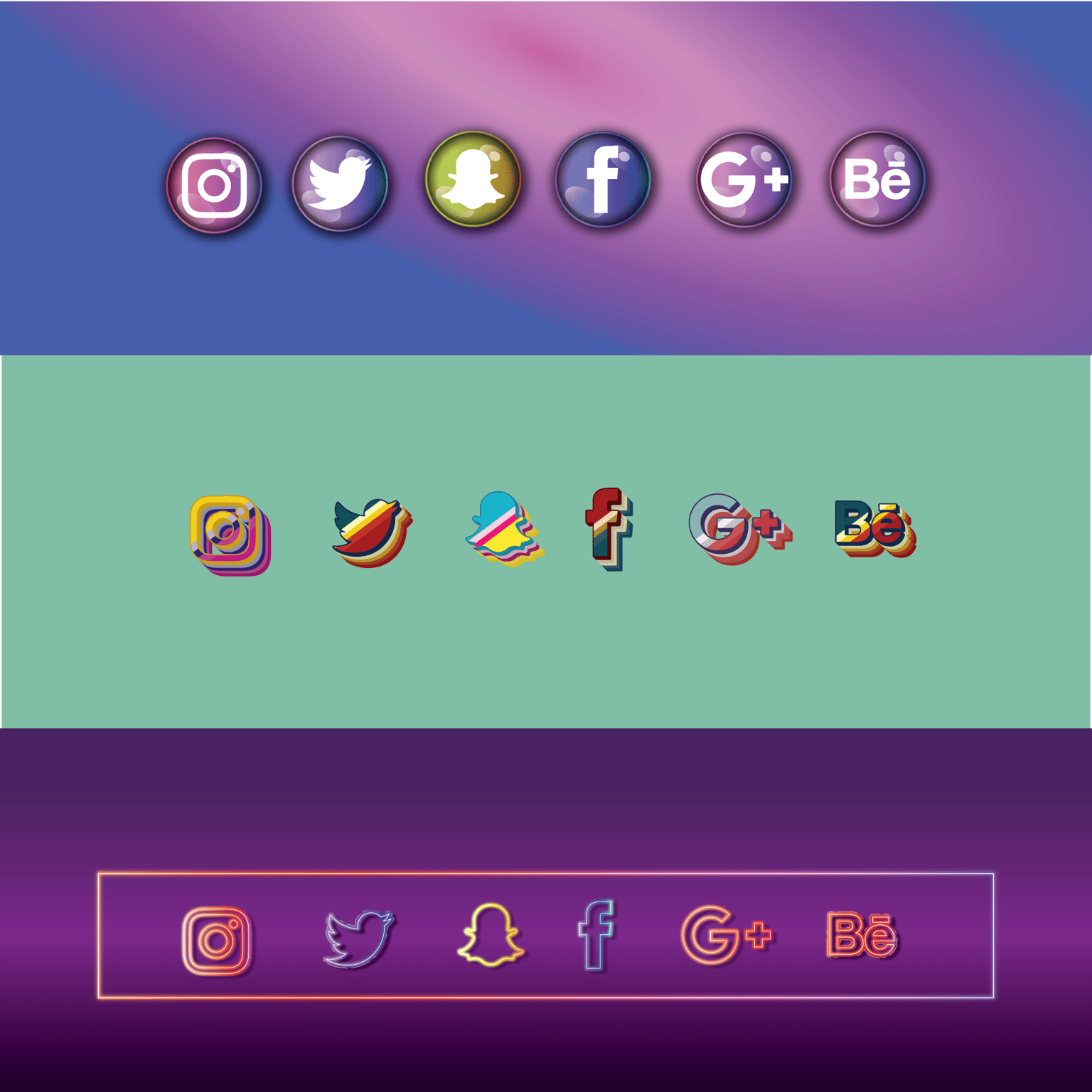glossy - retro - neon logos - image 1 - student project