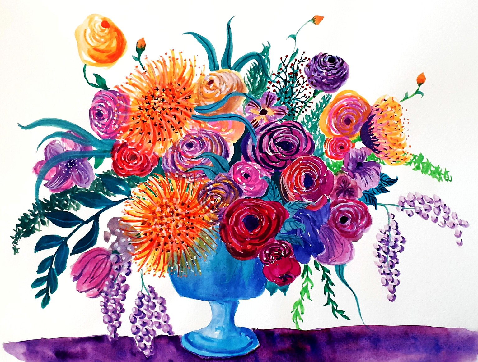 First Attempt with Gouache Flowers - image 1 - student project
