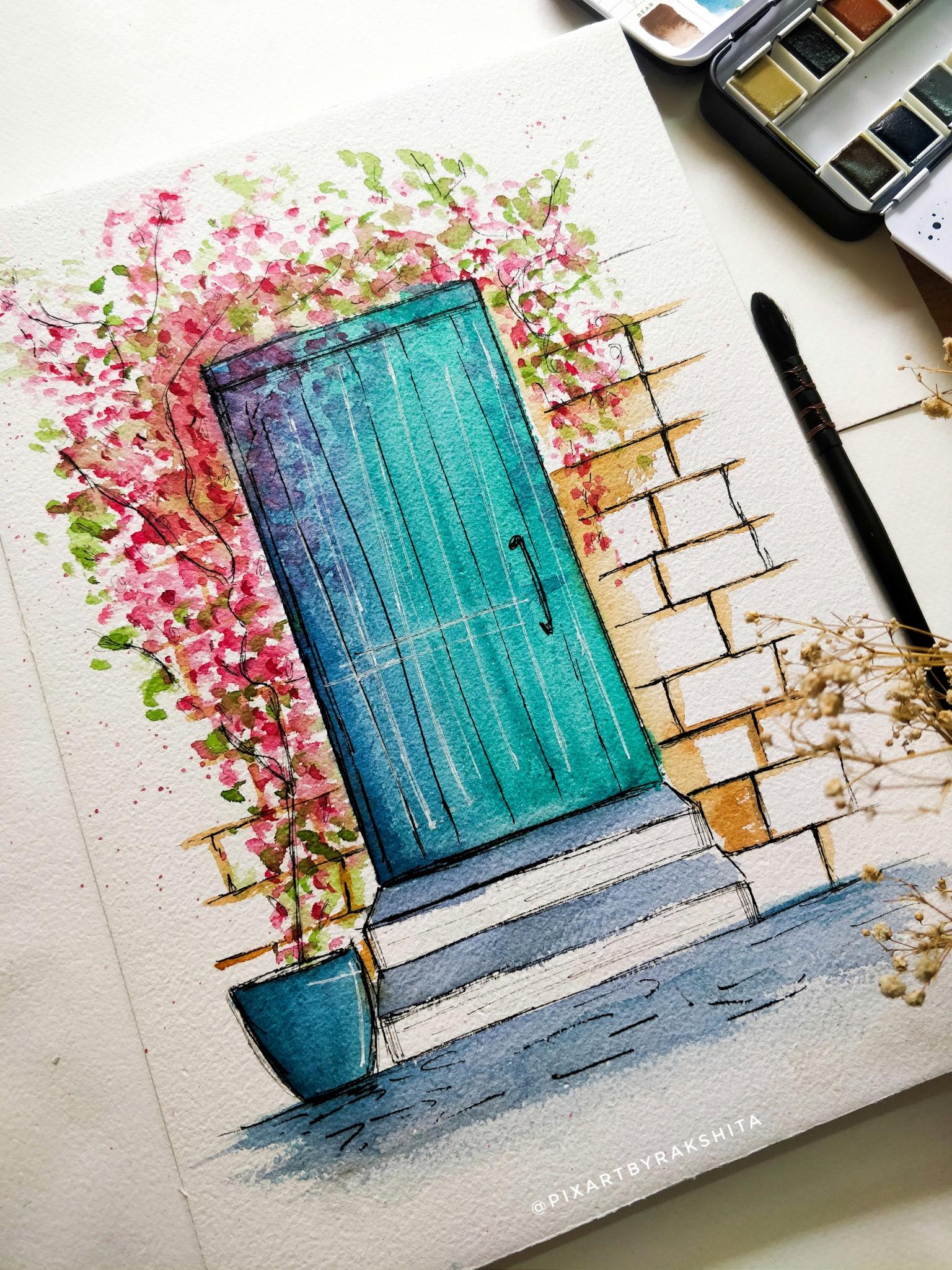 The bougainvilleas and the blue door - image 1 - student project