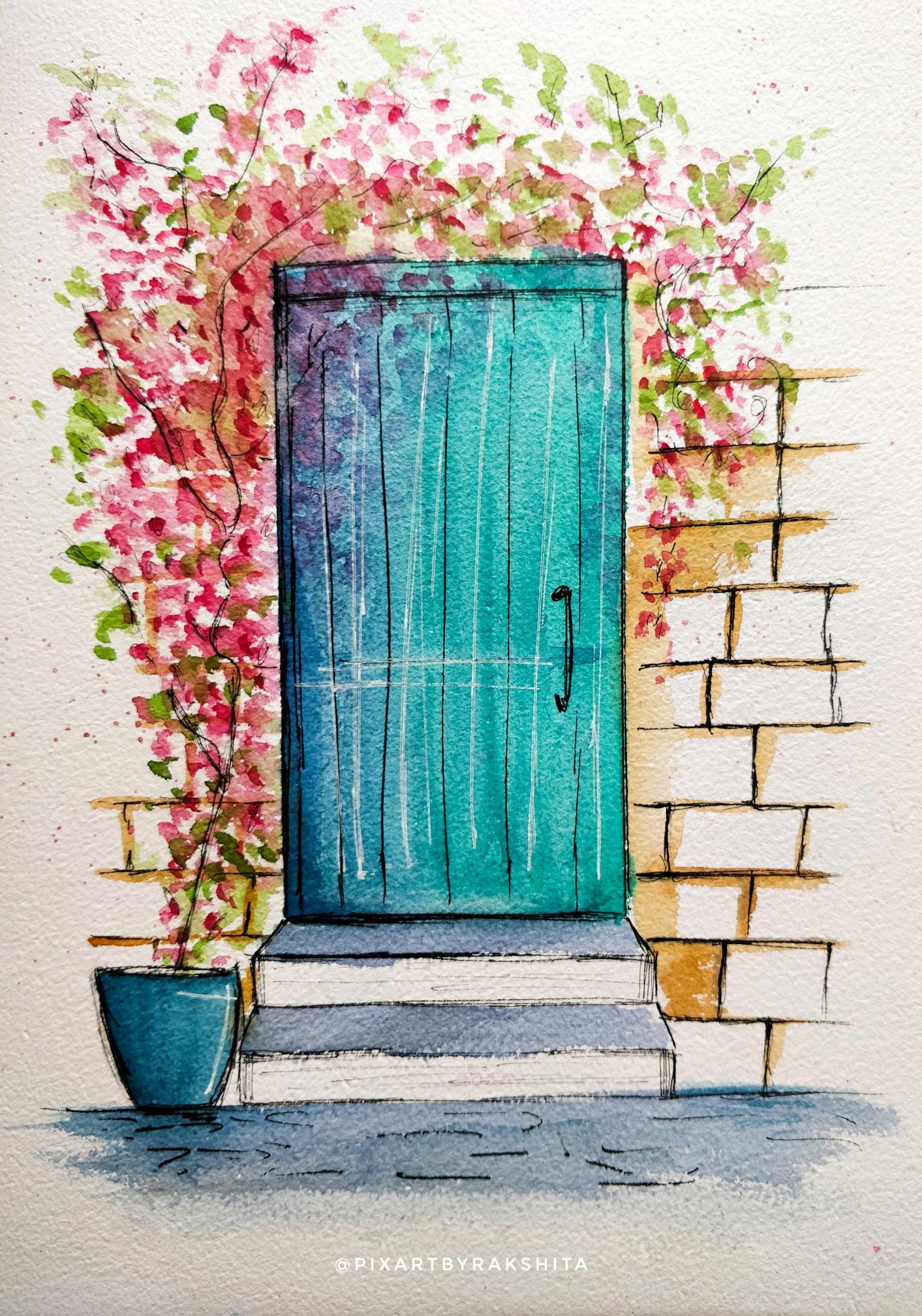 The bougainvilleas and the blue door - image 2 - student project