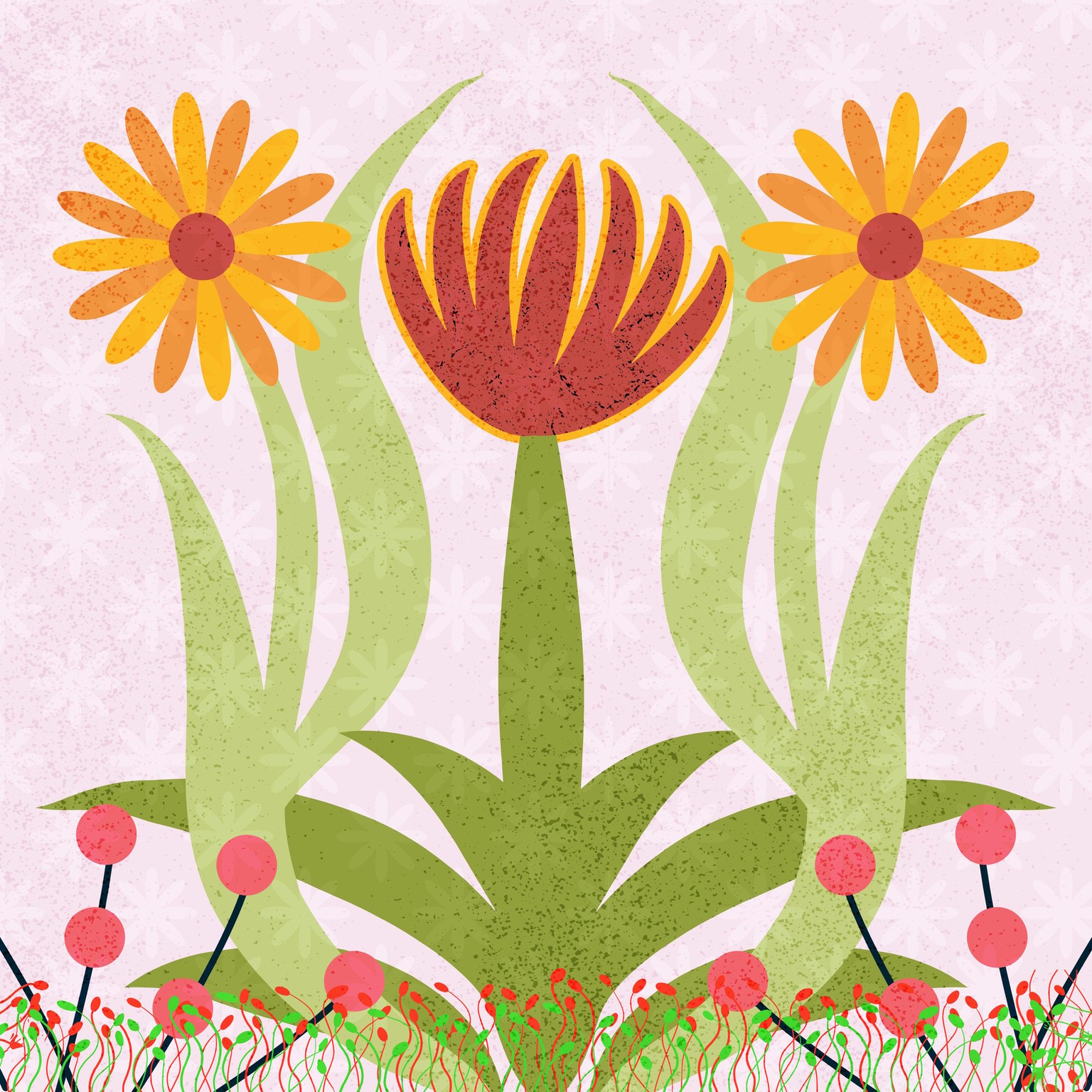 Symmetrical Vector Illustration - Spring Vibe - image 2 - student project