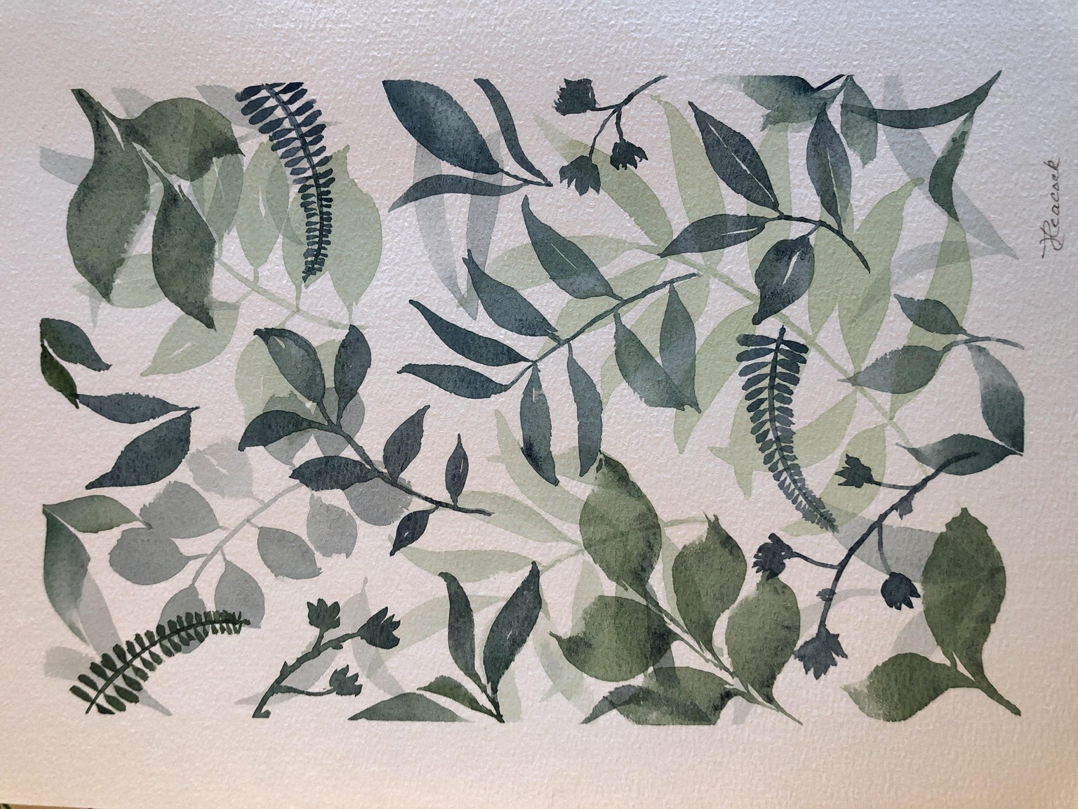 Watercolor leaves - image 1 - student project