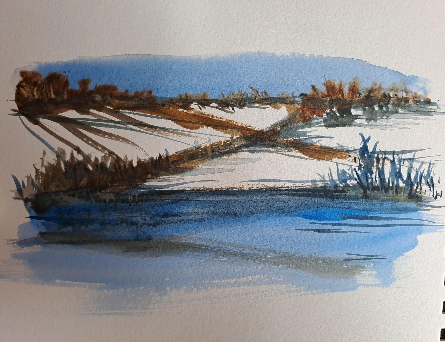 Loose watercolour landscape exercise - image 1 - student project