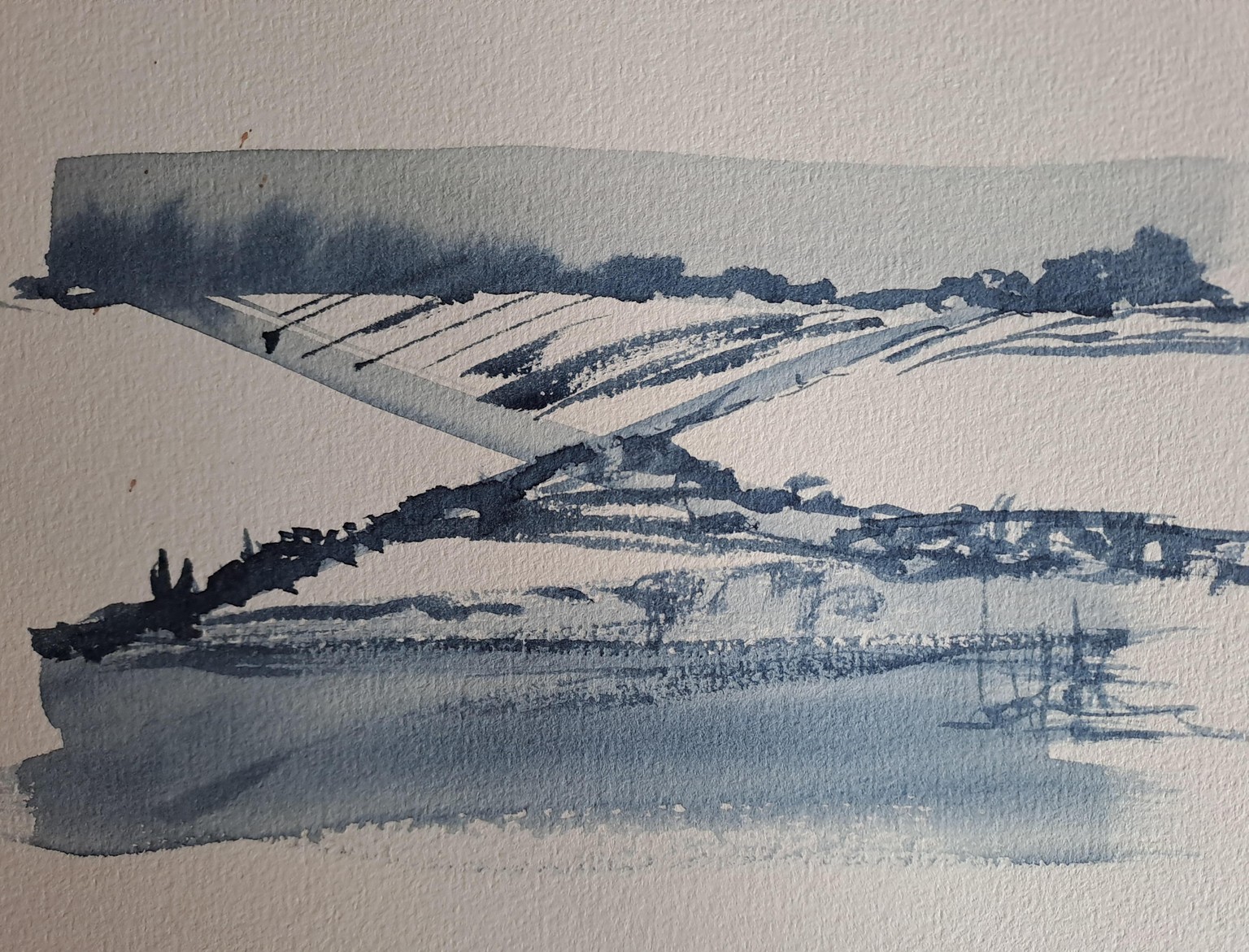 Loose watercolour landscape exercise - image 2 - student project