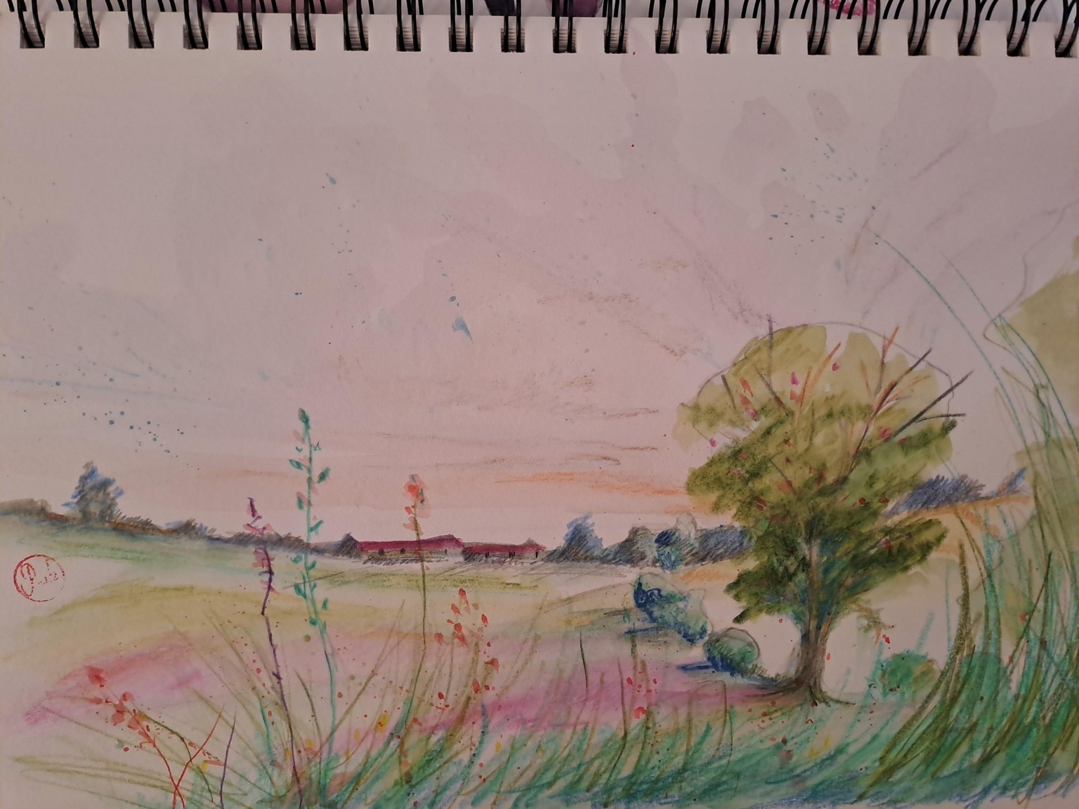 Landscape watercolour pencils - image 1 - student project