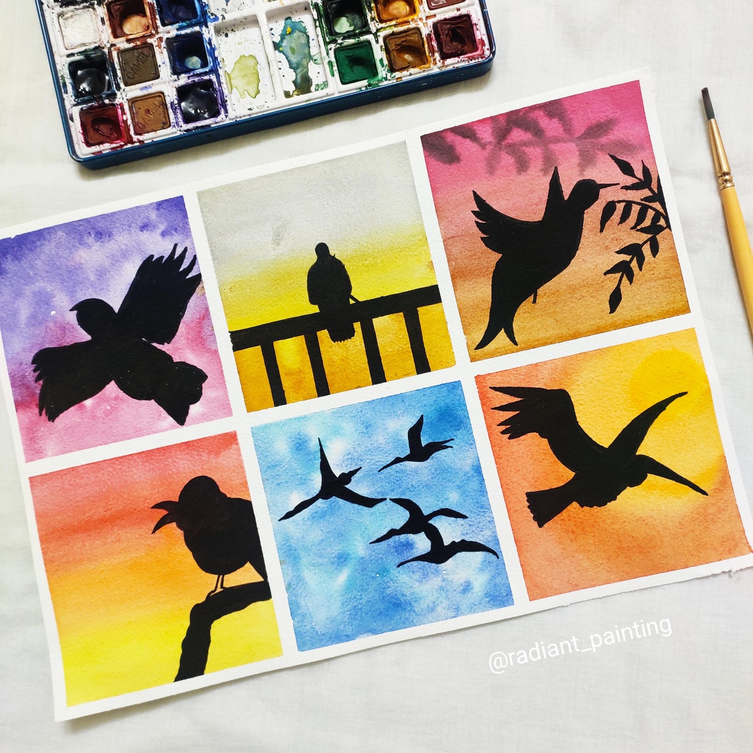Watercolor Bird Silhouettes - image 2 - student project