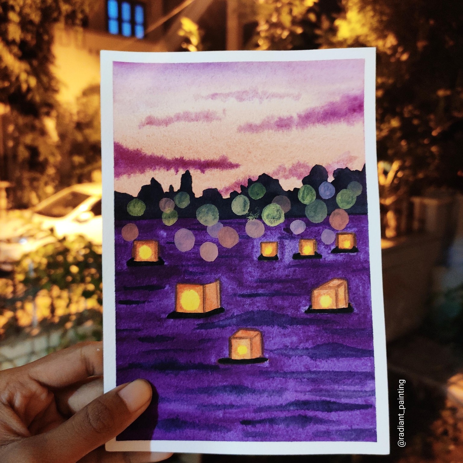 Diwali celebration with Watercolors - image 2 - student project