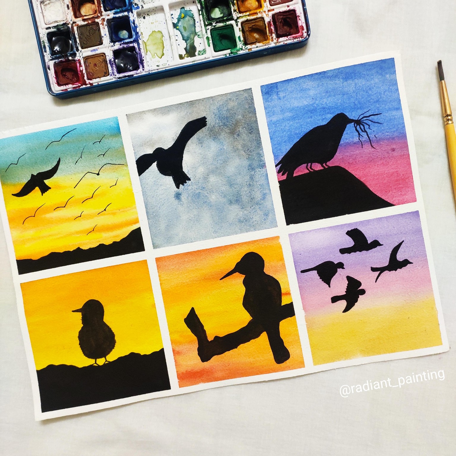 Watercolor Bird Silhouettes - image 1 - student project