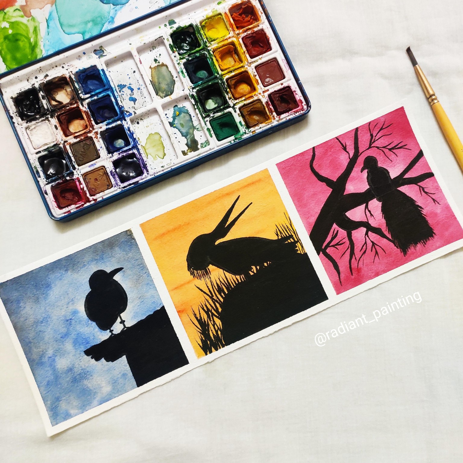 Watercolor Bird Silhouettes - image 3 - student project