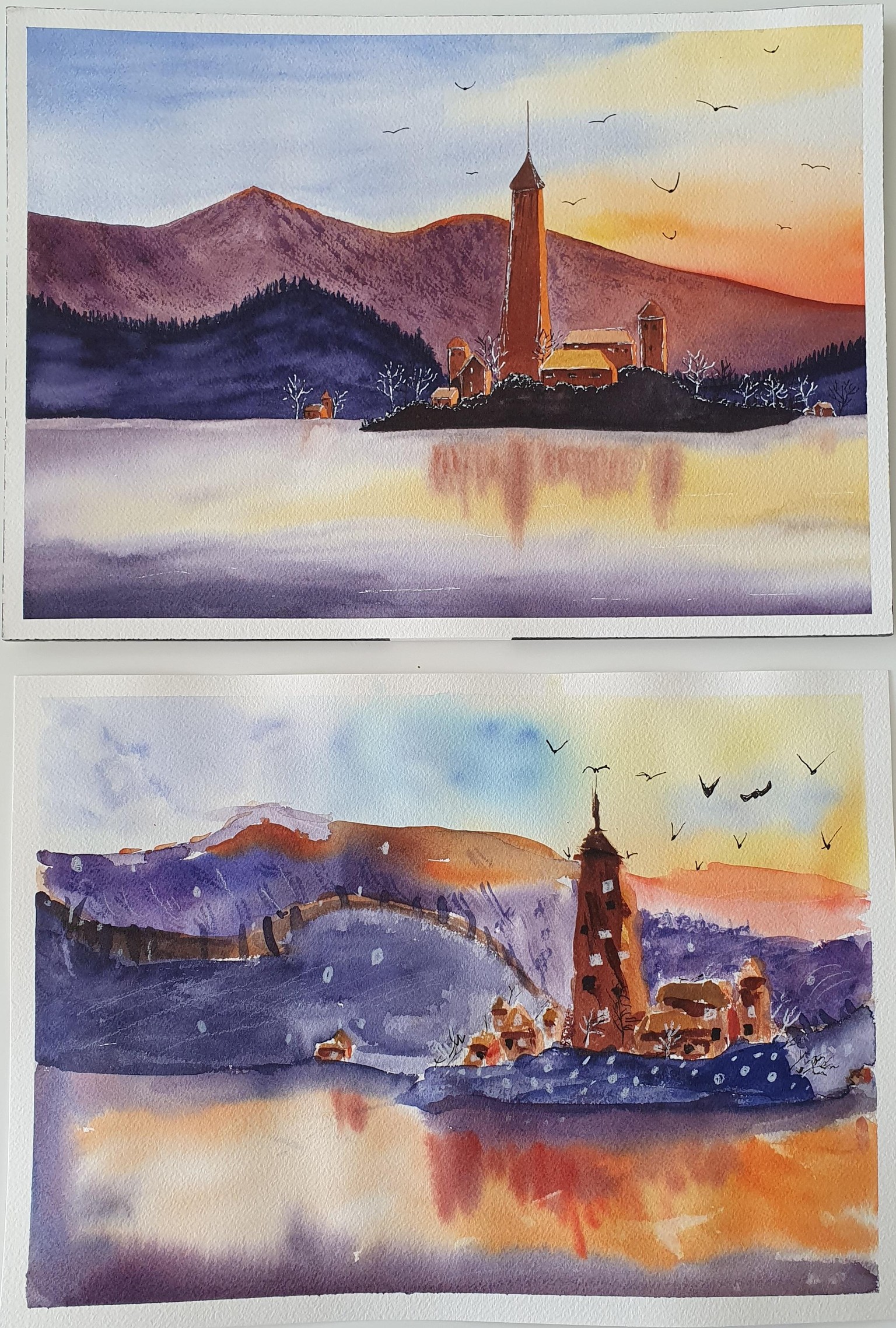 Watercolor Landscape on lage Paper - image 1 - student project