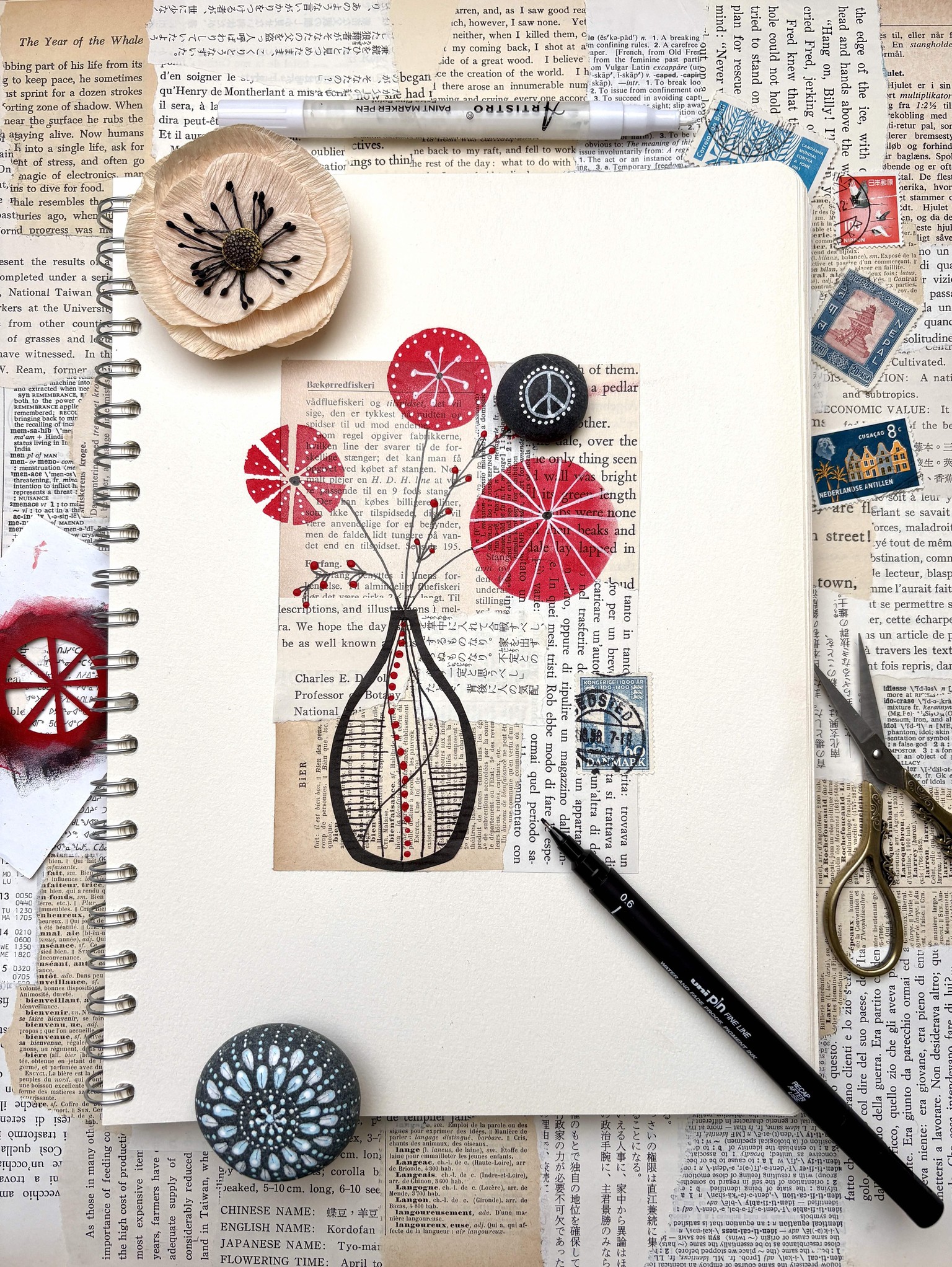 Collage and Stencil Postcards - image 2 - student project