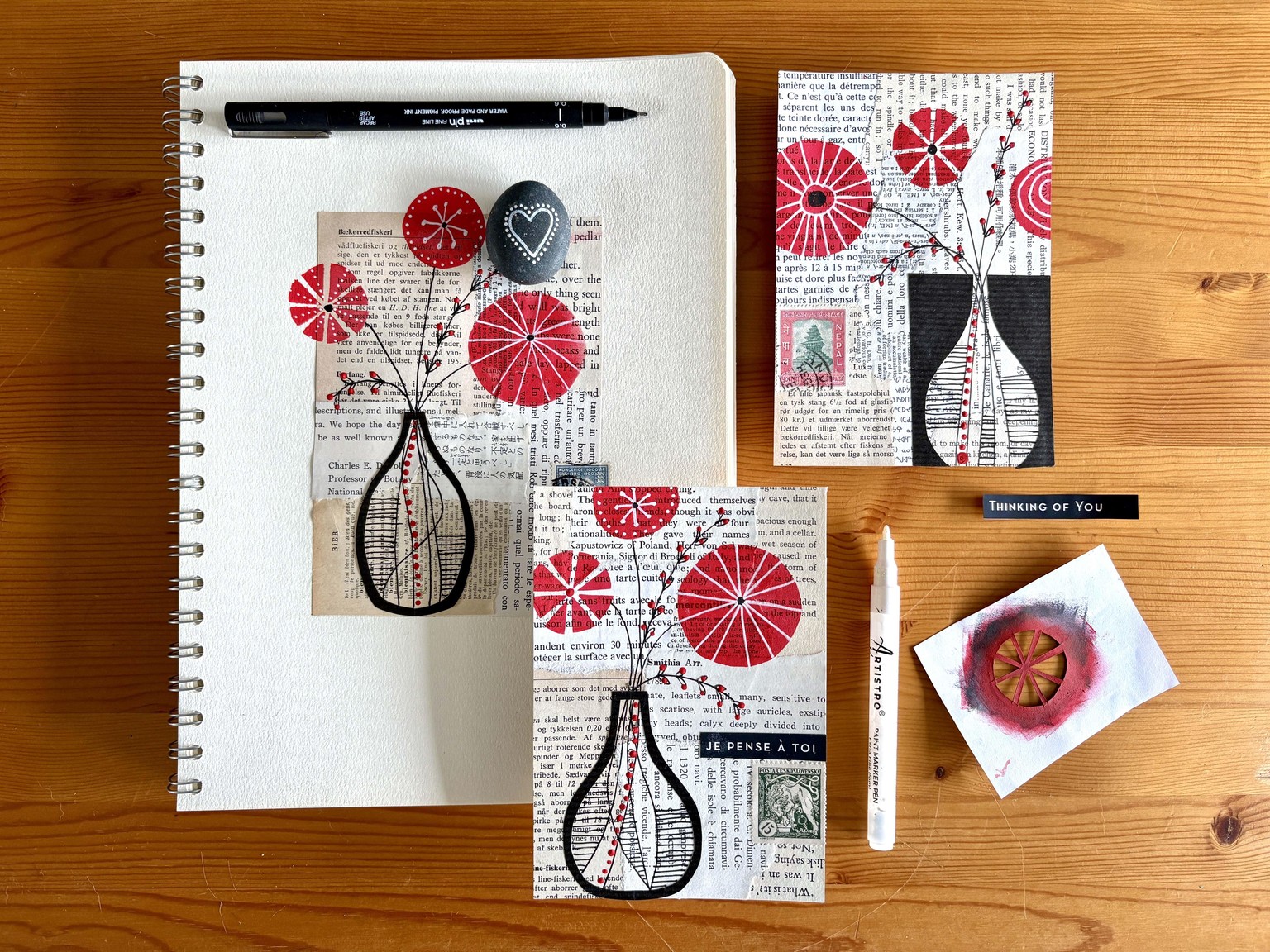 Collage and Stencil Postcards - image 1 - student project