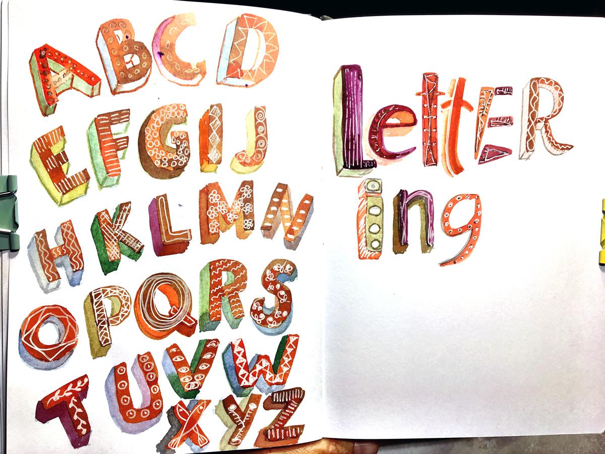 Watercolor alphabet - image 1 - student project