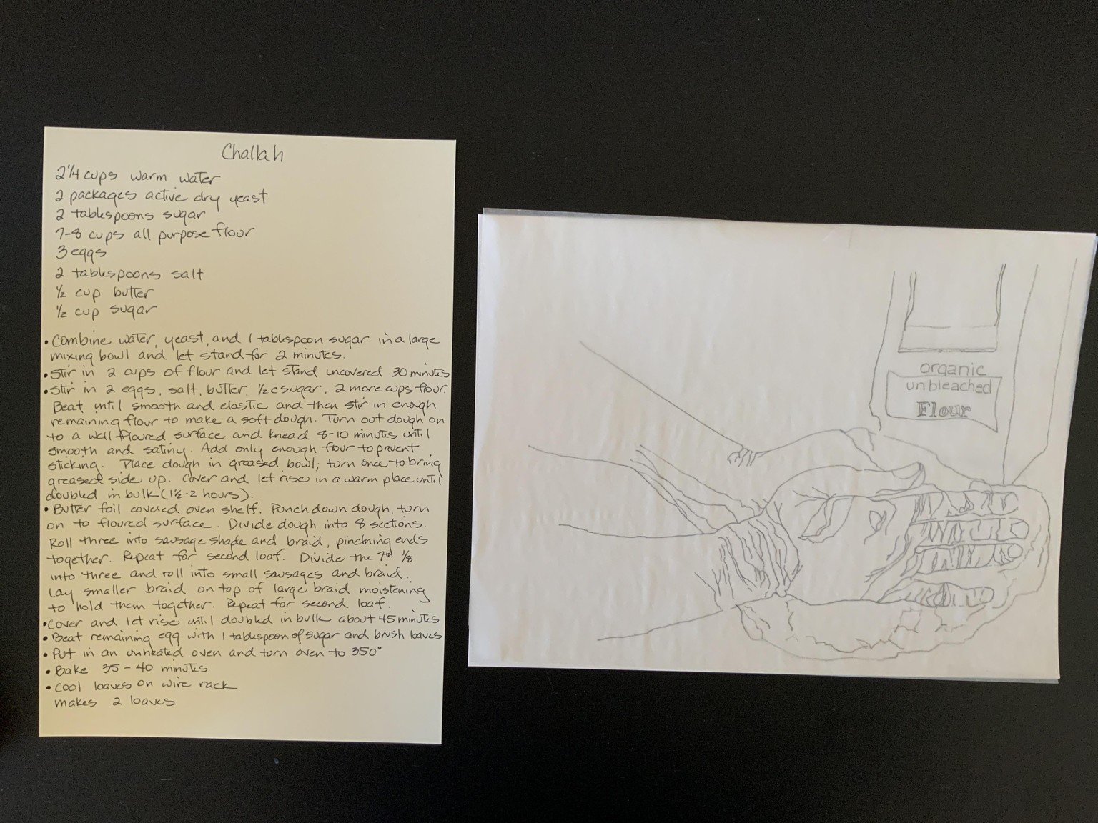 Challah recipe card with drawing practice - image 1 - student project