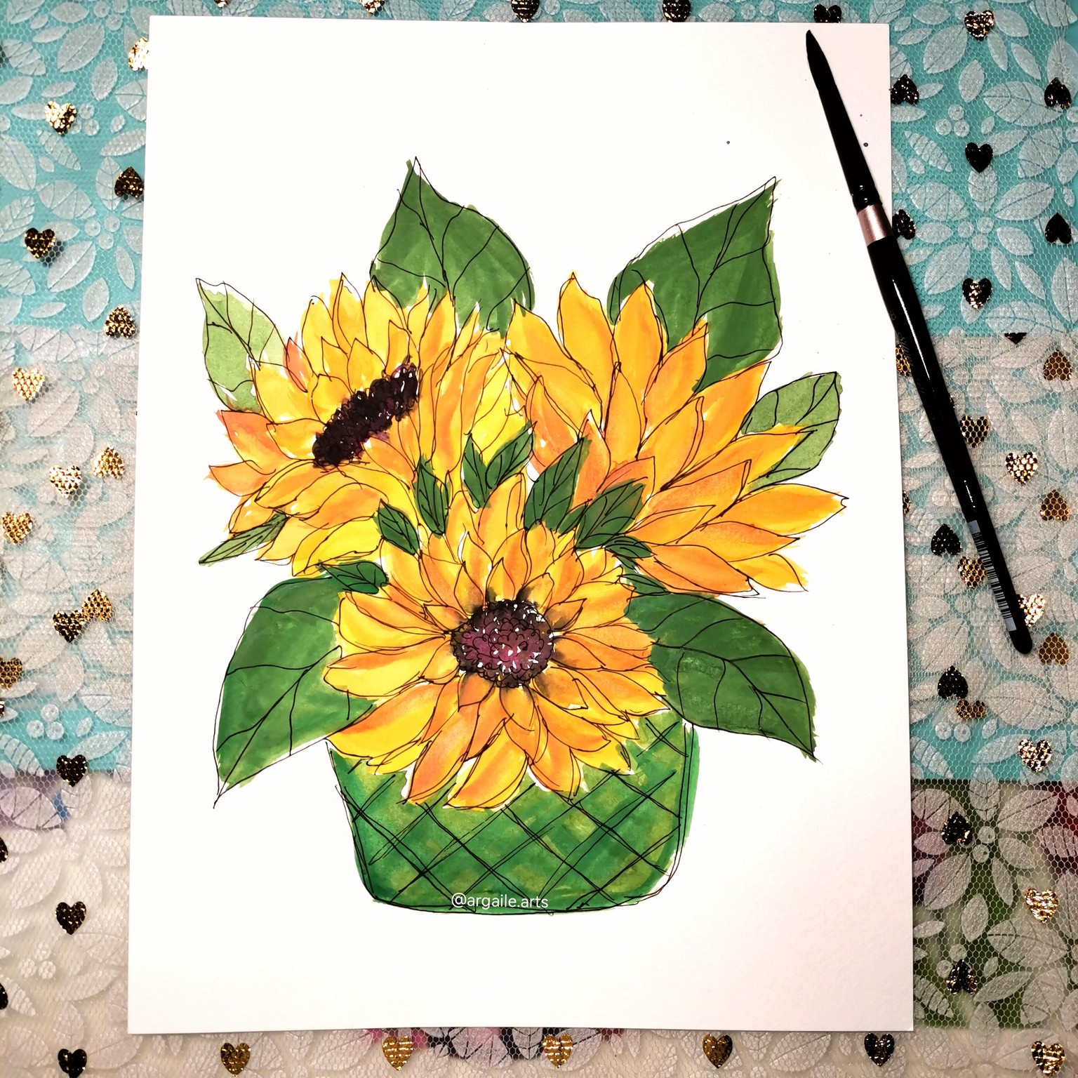 Watercolor Sunflowers: Painting Sunflowers in 3 styles - image 1 - student project