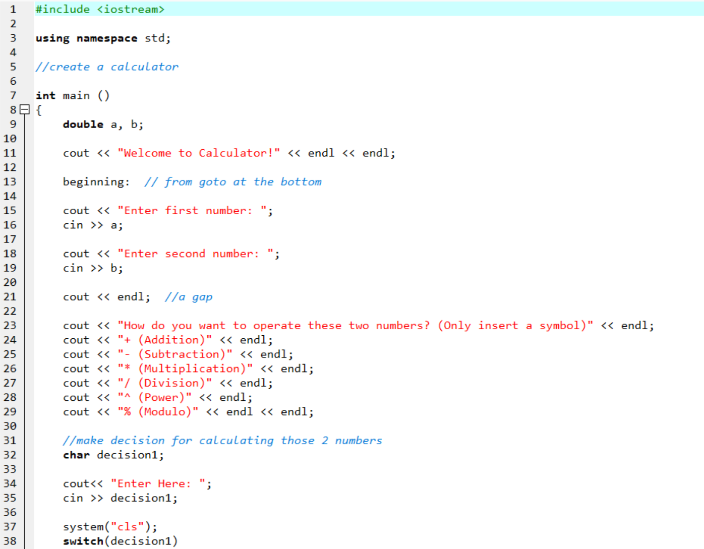 Calculator Exercise - image 1 - student project