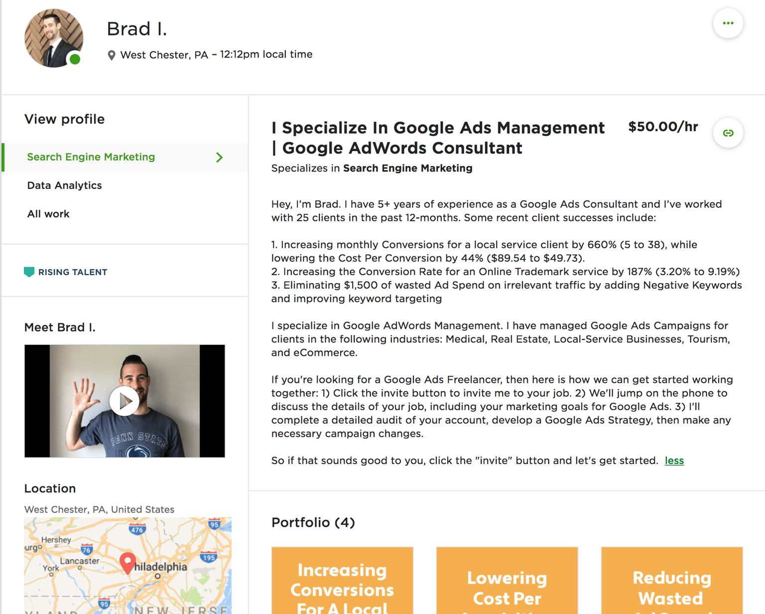 New & Improved UpWork Profile (Rising Talent) - image 1 - student project