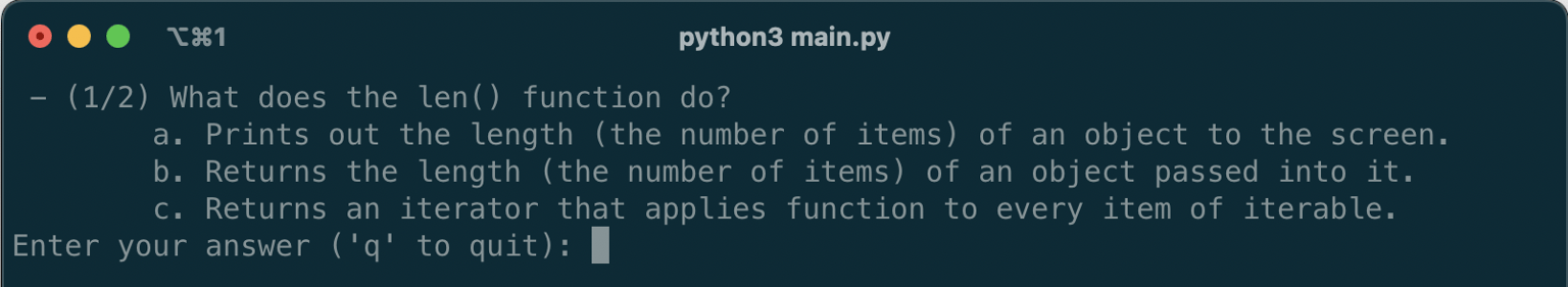 Sample Project - Python Quiz App - image 2 - student project