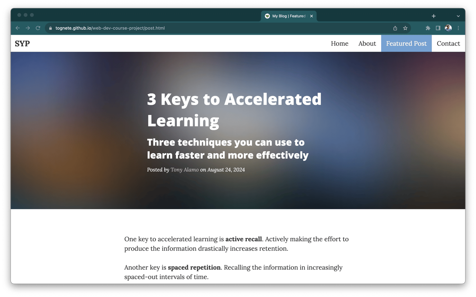 CSS: Accelerated Learning Blog - image 6 - student project