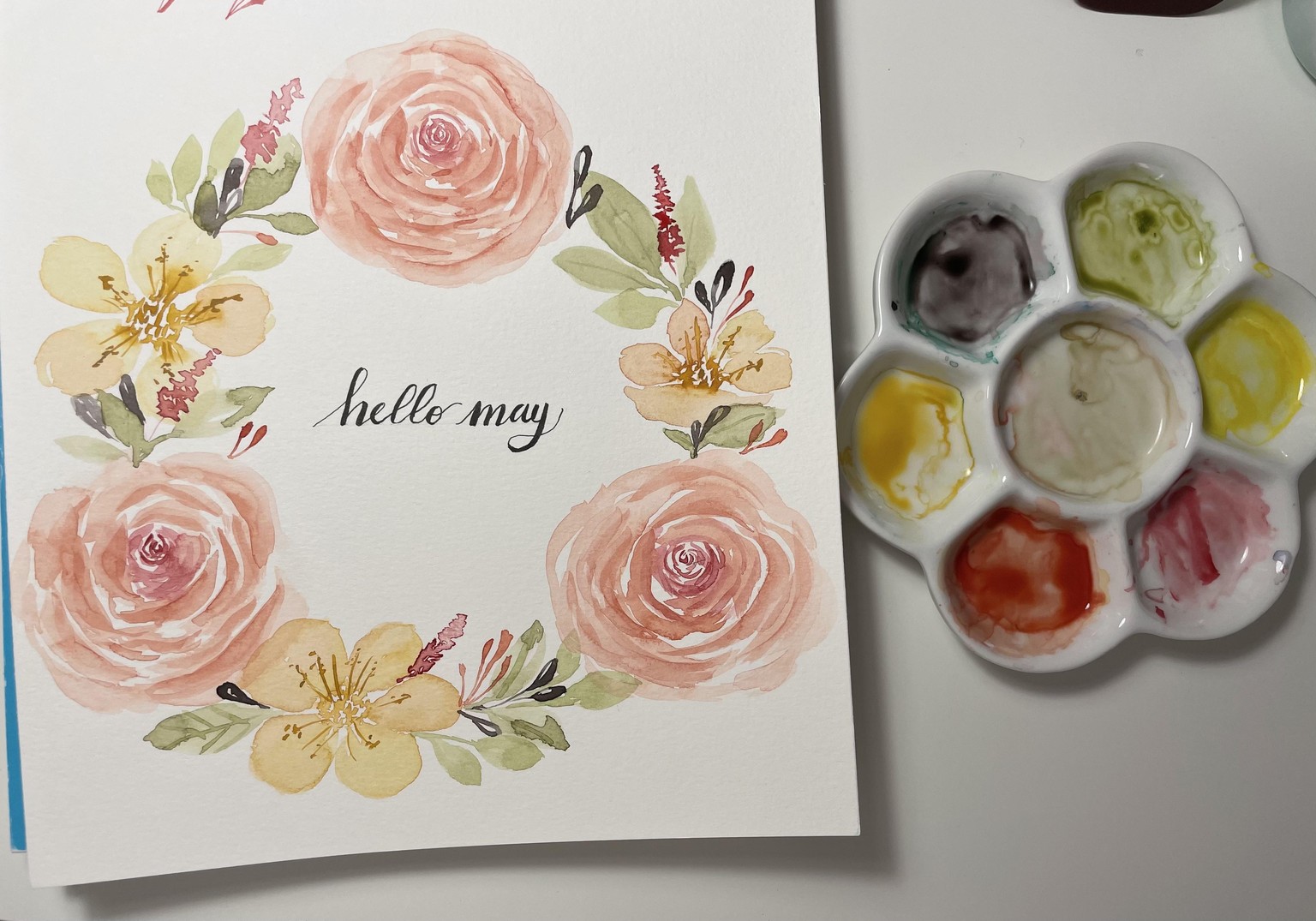 Floral Wreath Watercolor Painting - image 1 - student project