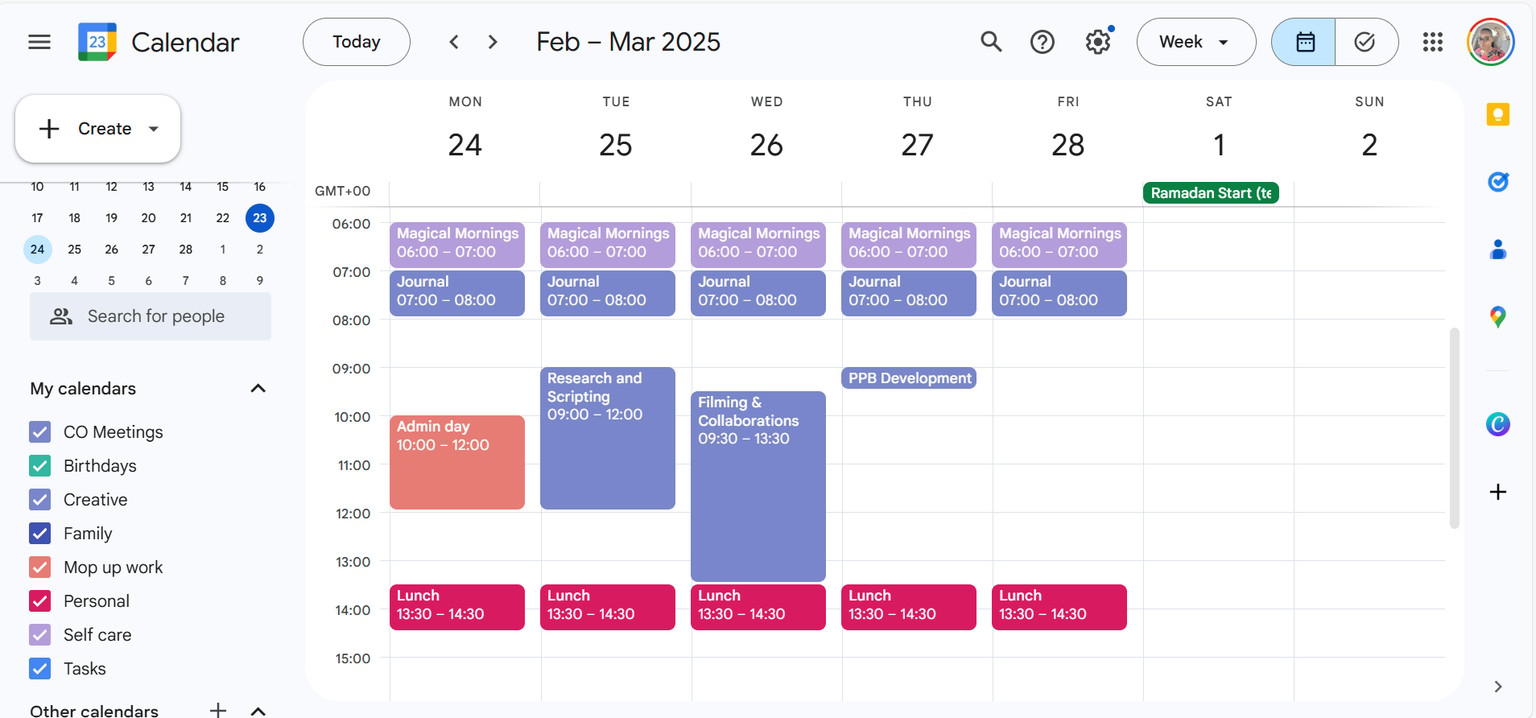 my google calendar template - image 2 - student project