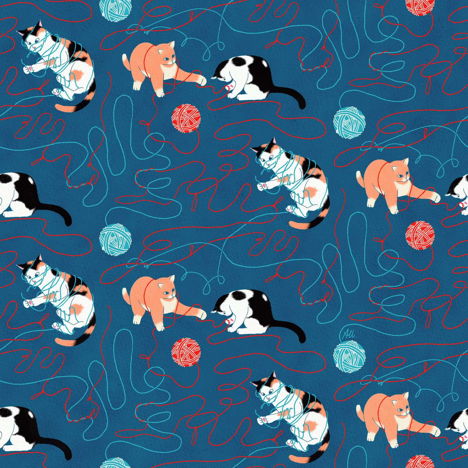 Cats Playing with Yarn - image 1 - student project