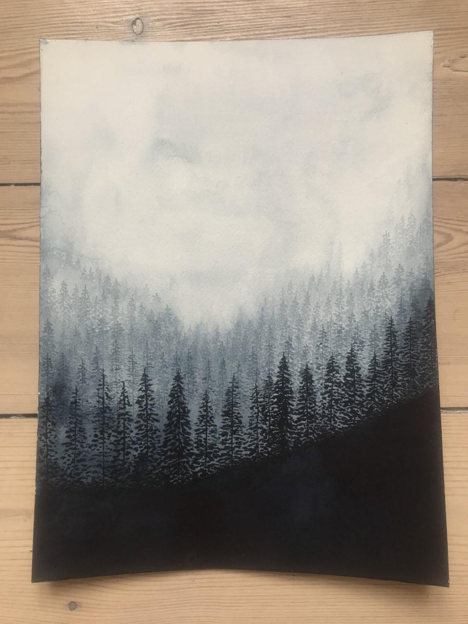 Monochrome forest using Windsor and Newton's Paynes Grey - image 1 - student project