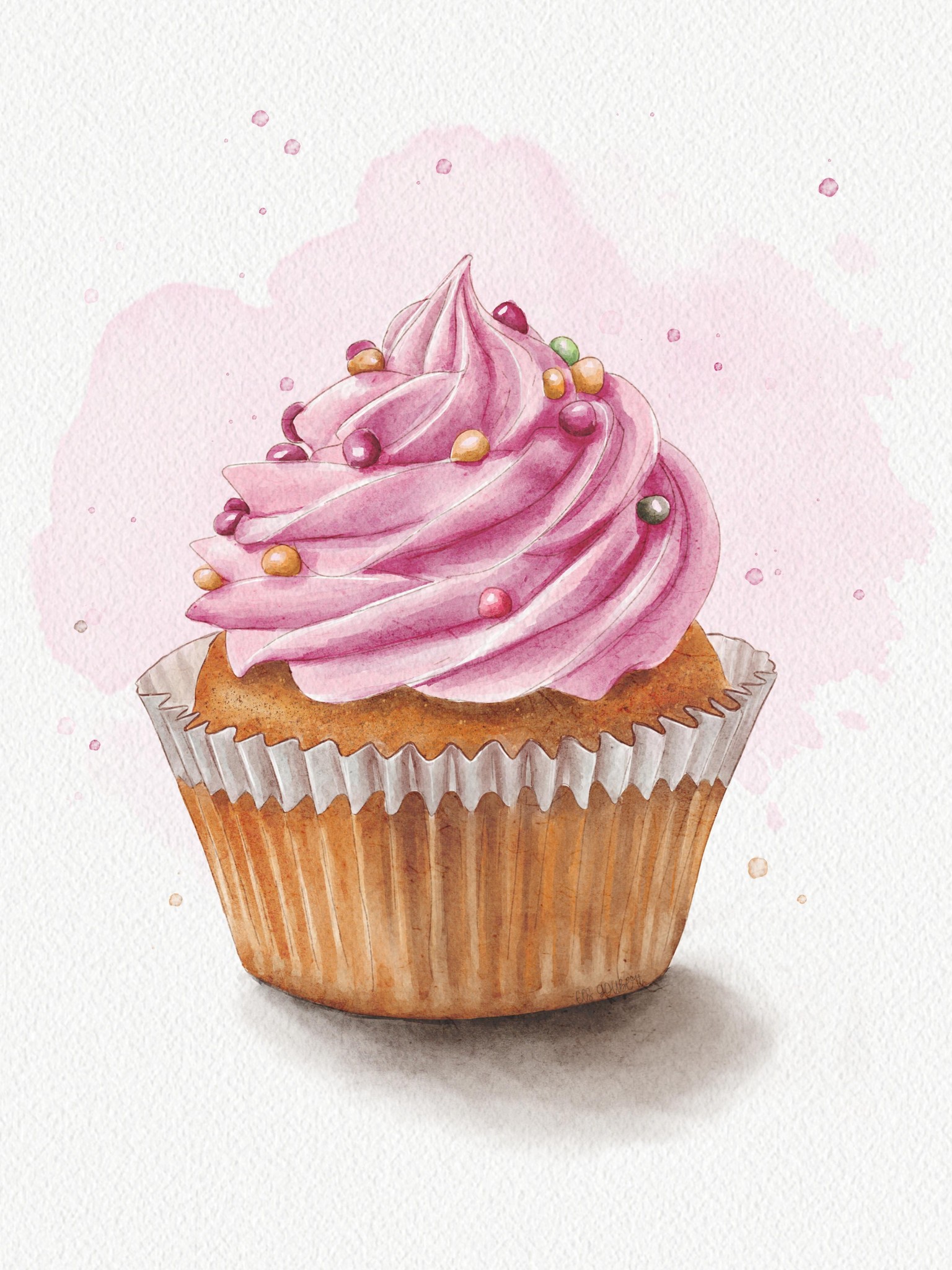 Watercolor cupcake - image 1 - student project