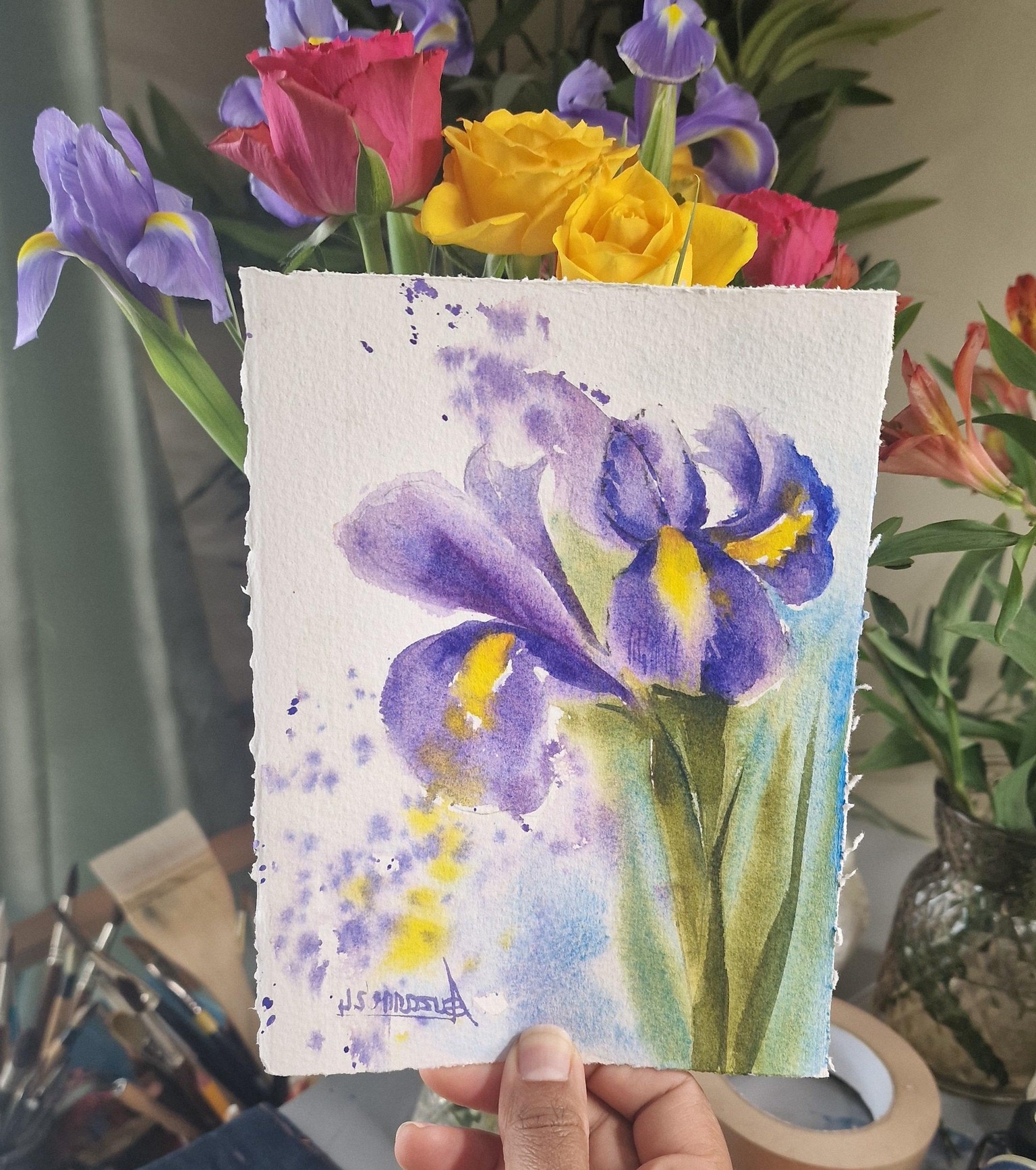Irises in Watercolour - image 2 - student project